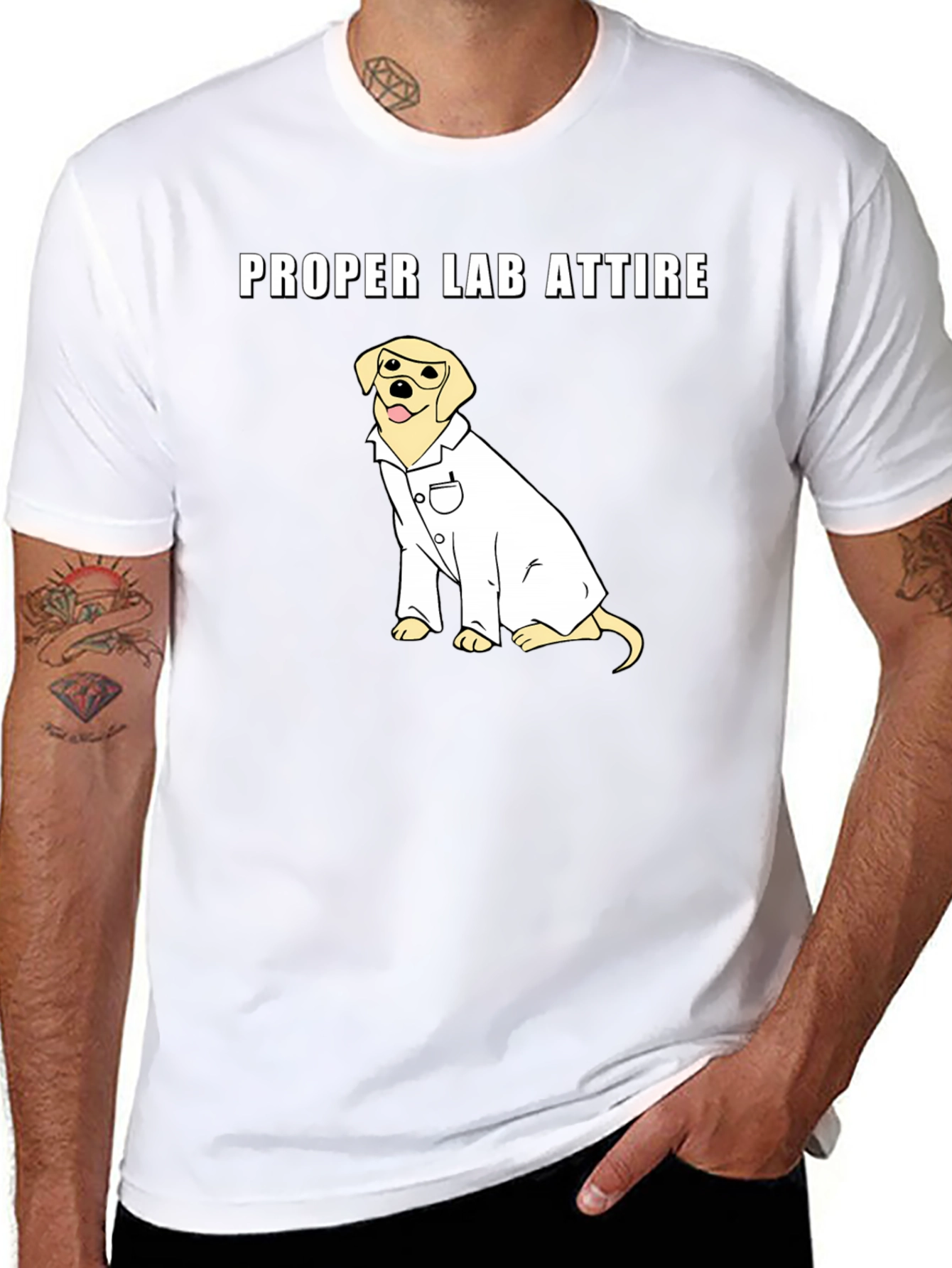 Camiseta Negra: Atuendo de Laboratorio Canino