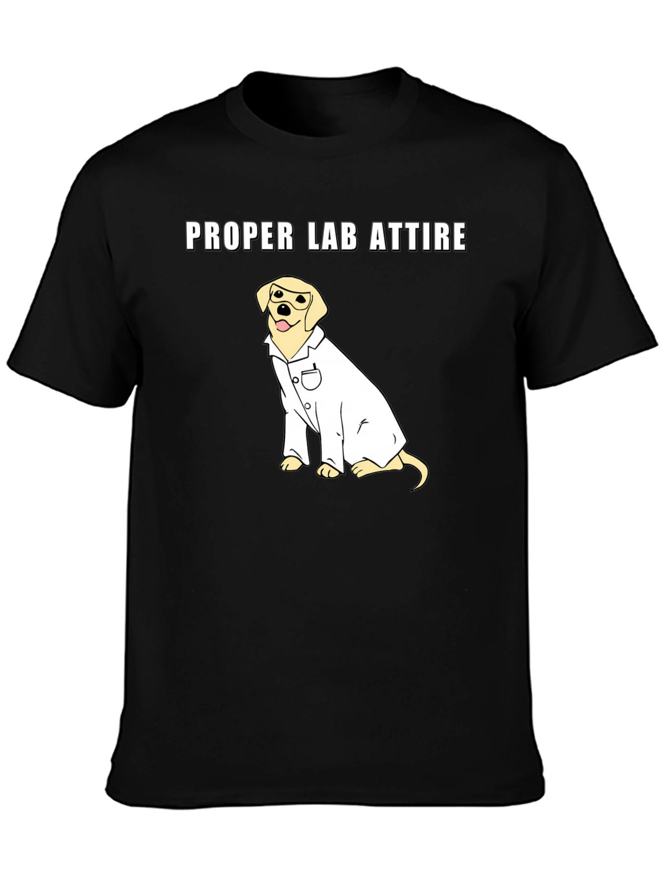 Camiseta Negra: Atuendo de Laboratorio Canino