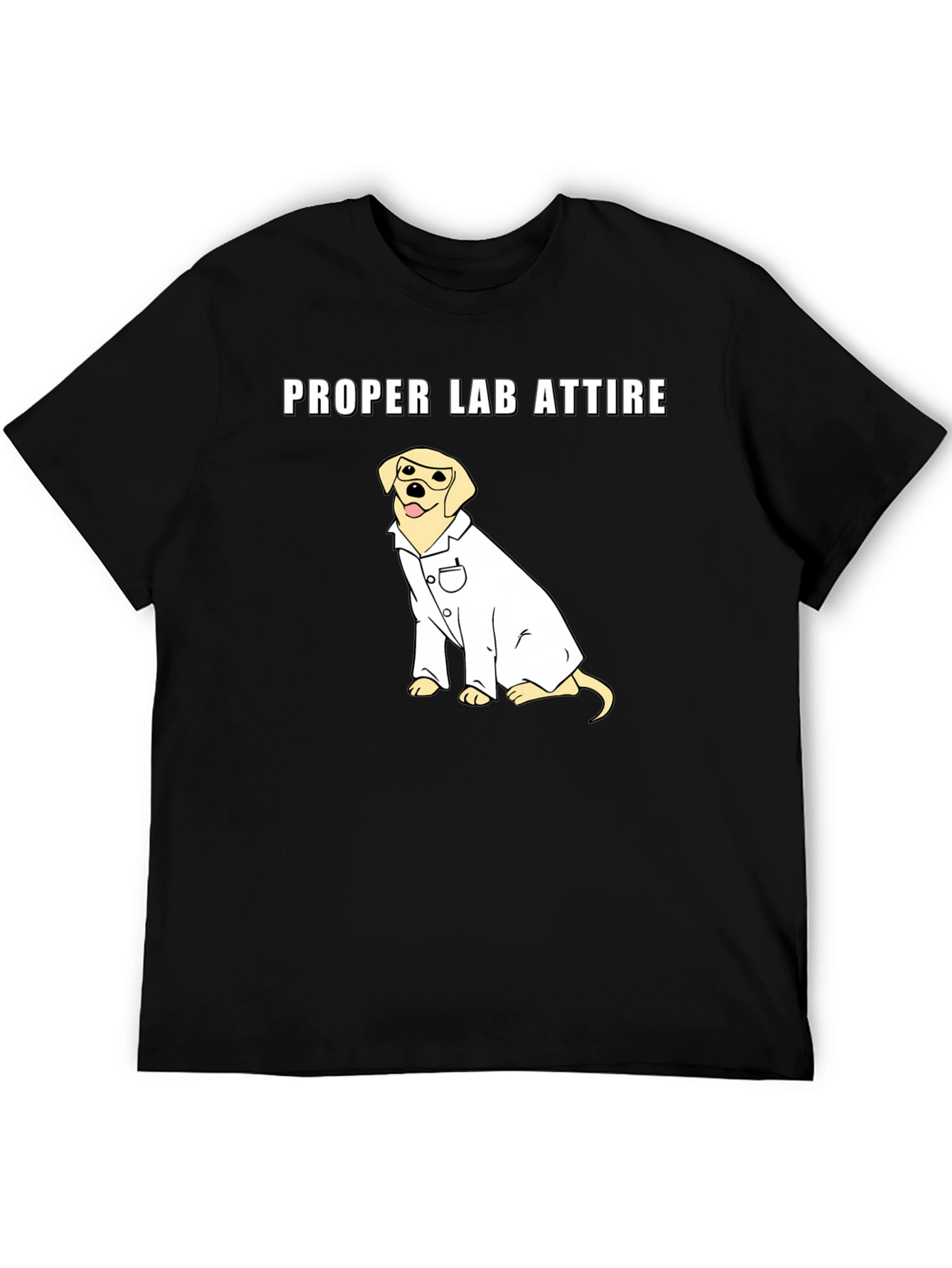 Camiseta Negra: Atuendo de Laboratorio Canino