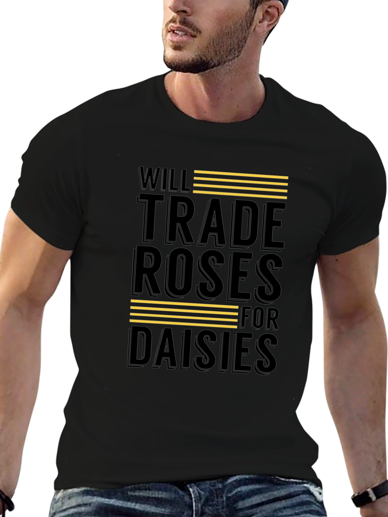 Camiseta Negra: Rosas por Margaritas