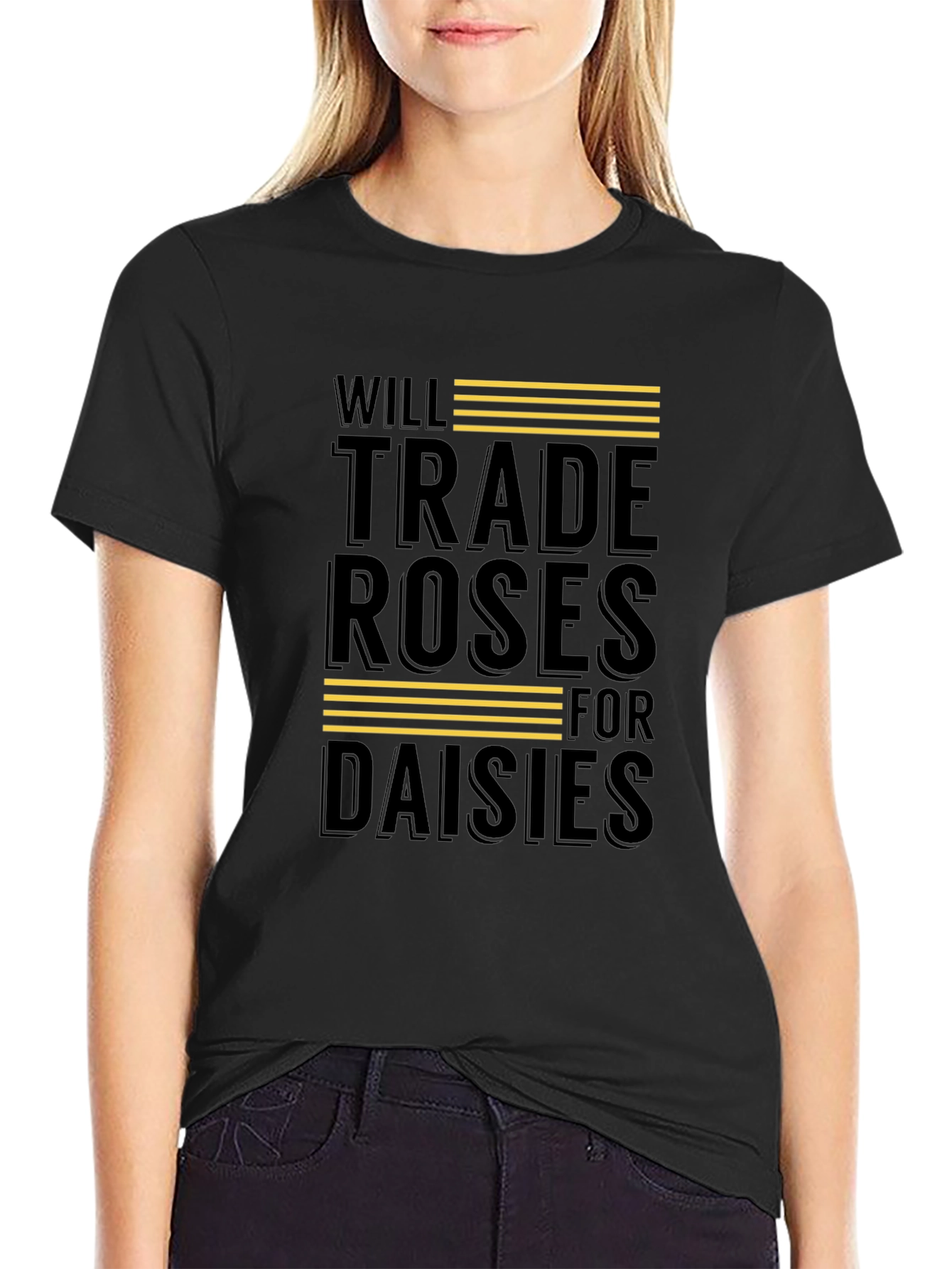 Camiseta Negra: Rosas por Margaritas