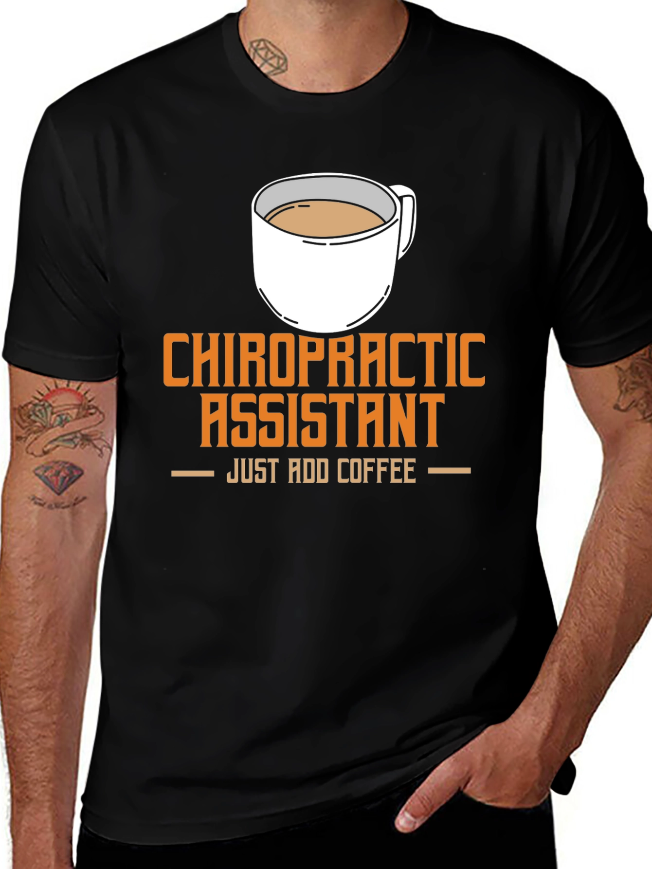 Camiseta Negra Chiropractic Assistant Just Add Coffee