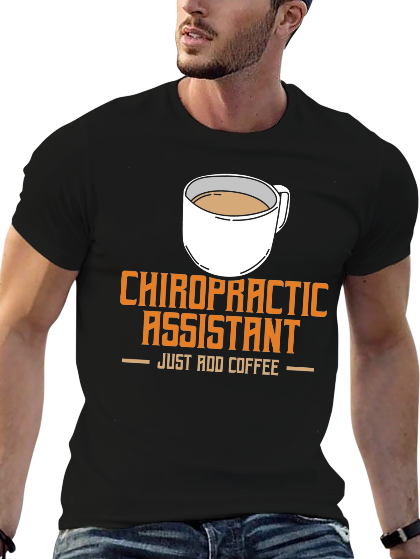 Camiseta Negra Chiropractic Assistant Just Add Coffee