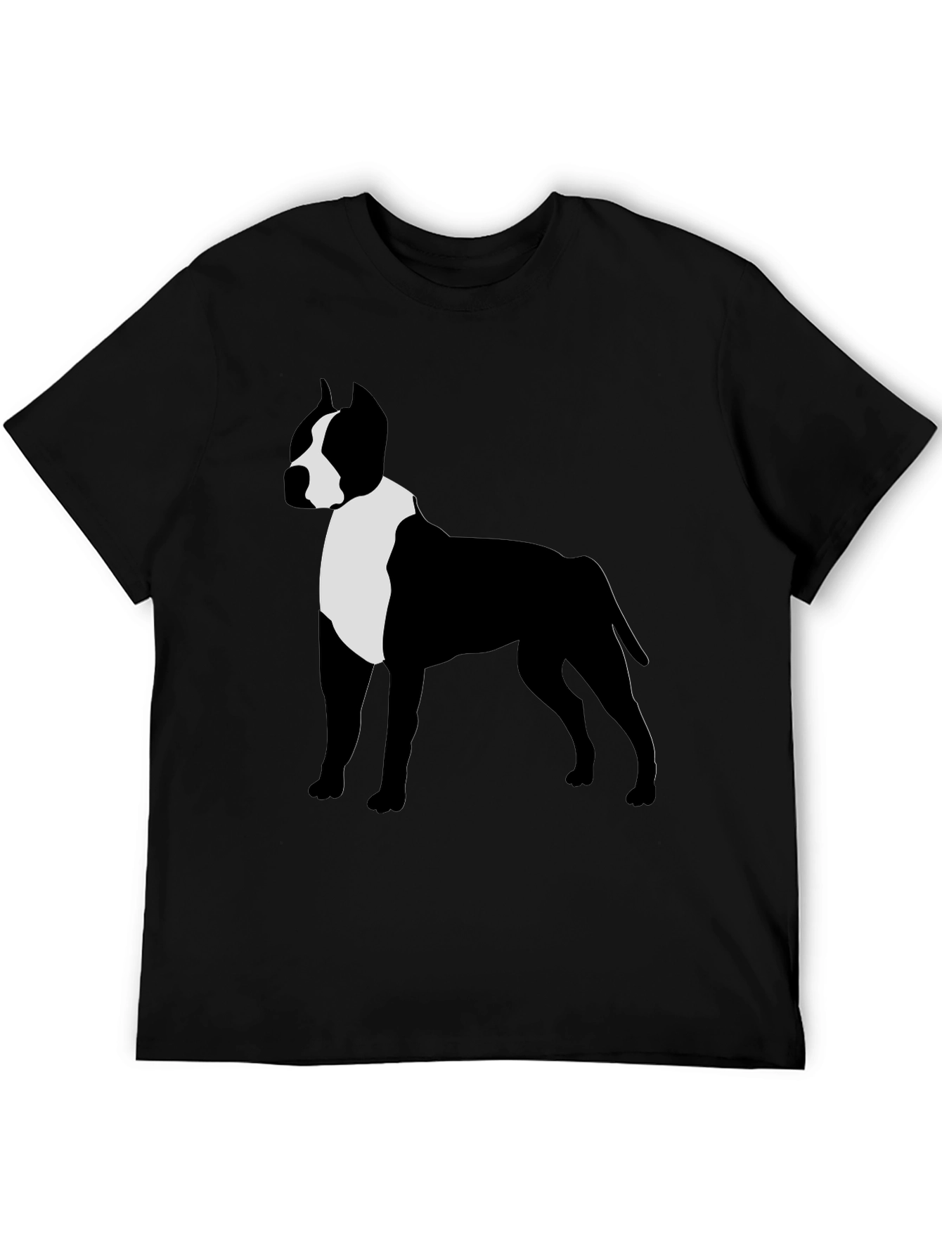 Camiseta Hombre Diseño Pitbull Contraste Negro/Blanco