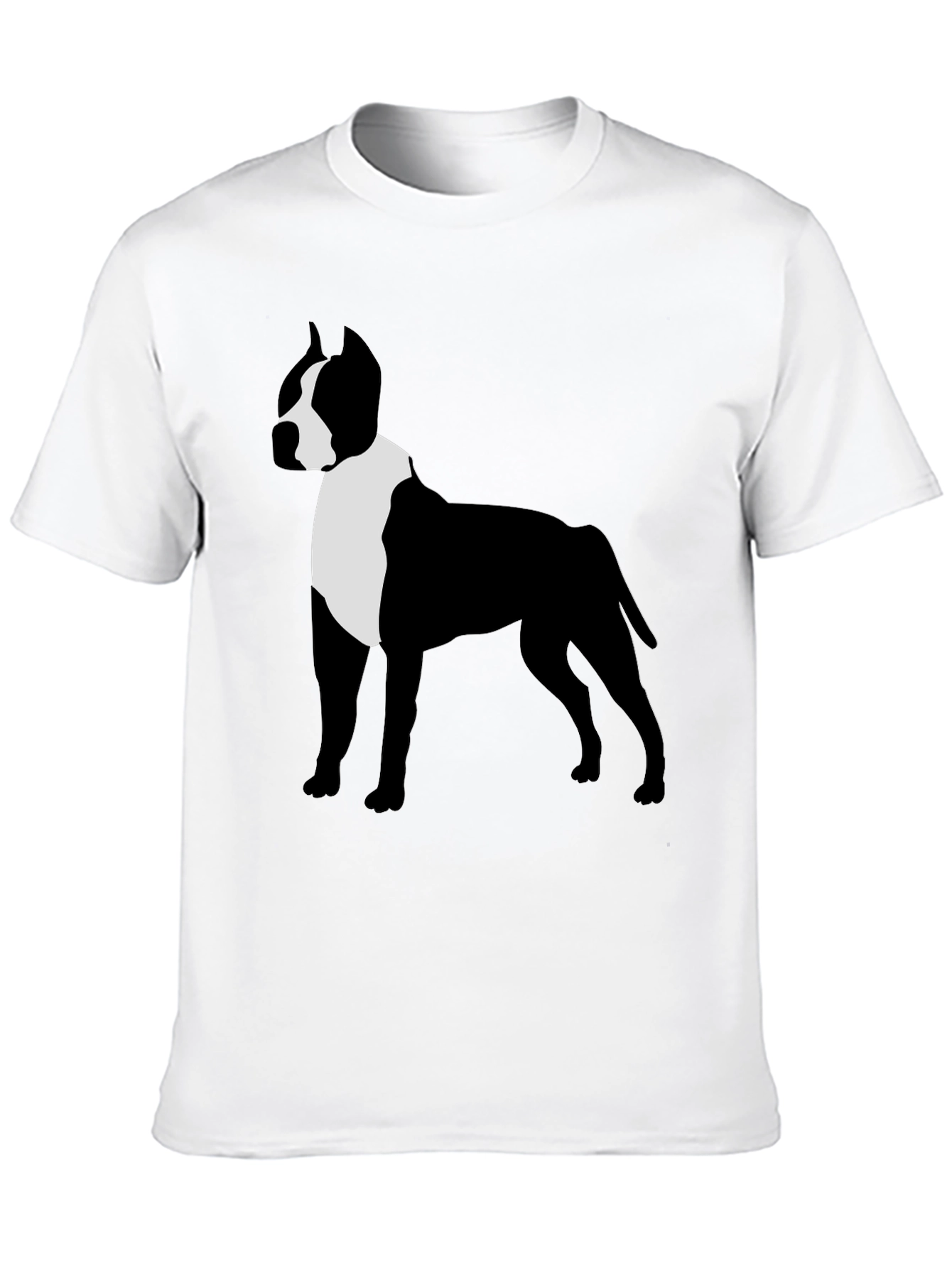 Camiseta Hombre Diseño Pitbull Contraste Negro/Blanco