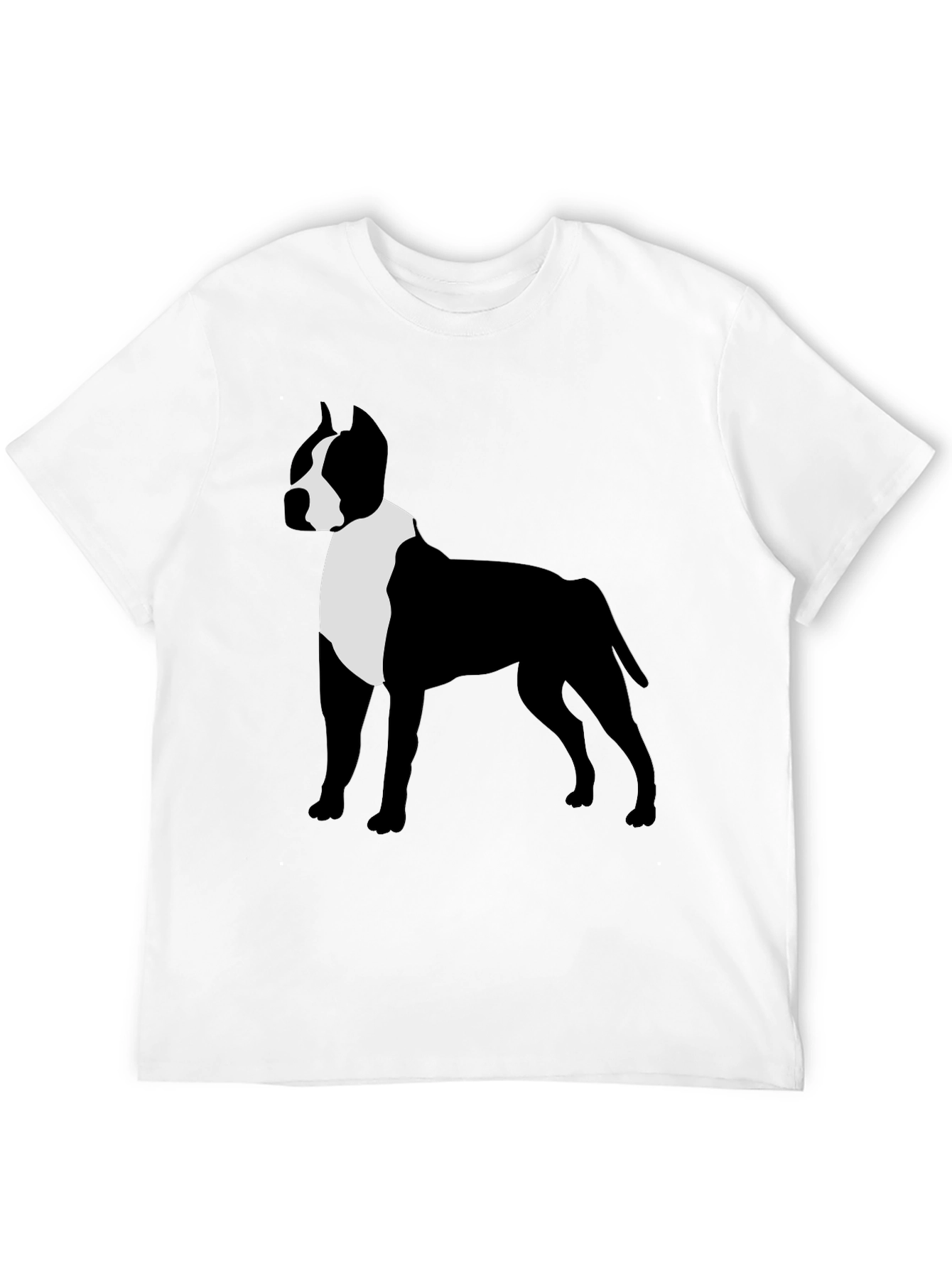Camiseta Hombre Diseño Pitbull Contraste Negro/Blanco