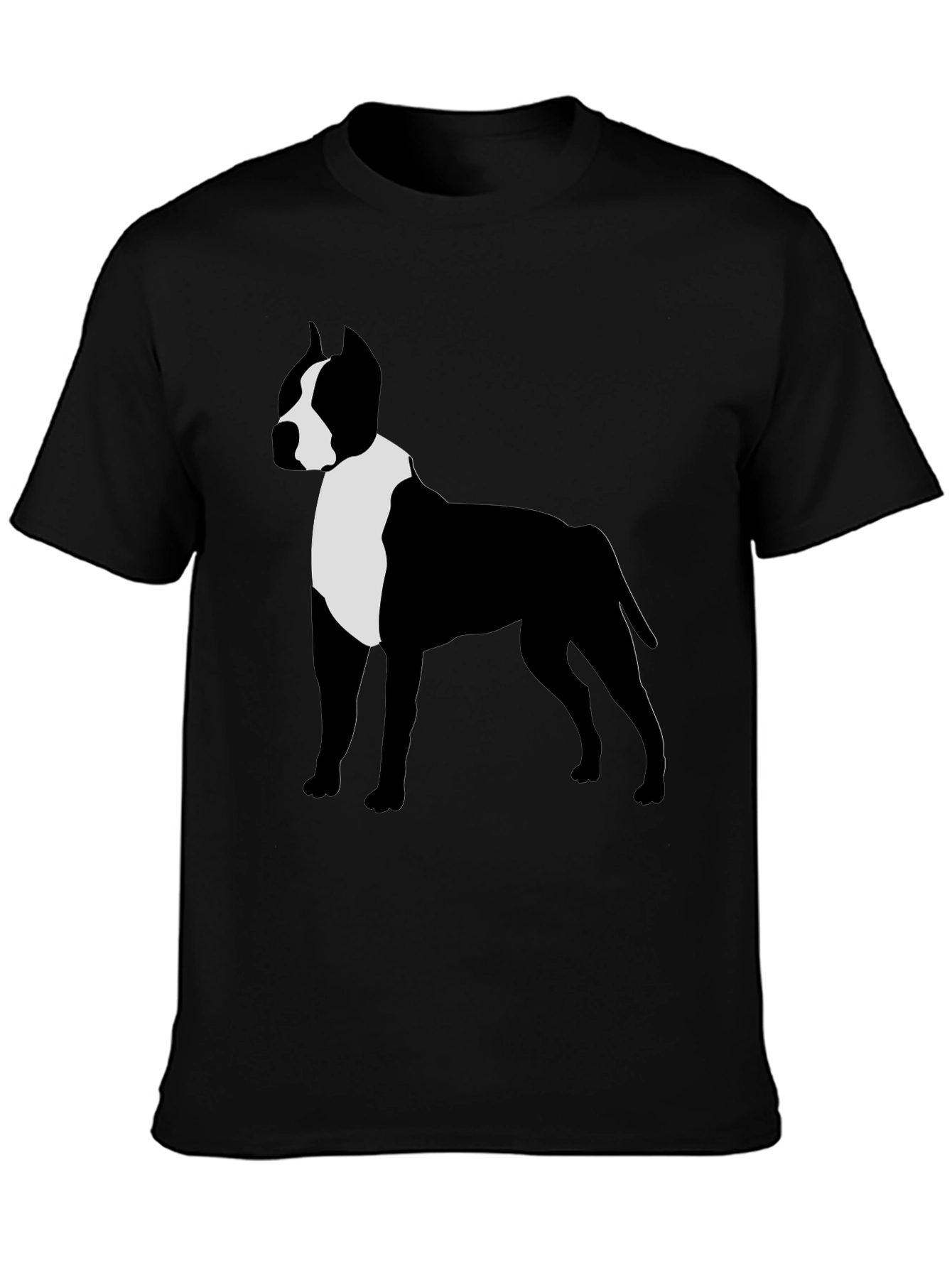 Camiseta Hombre Diseño Pitbull Contraste Negro/Blanco
