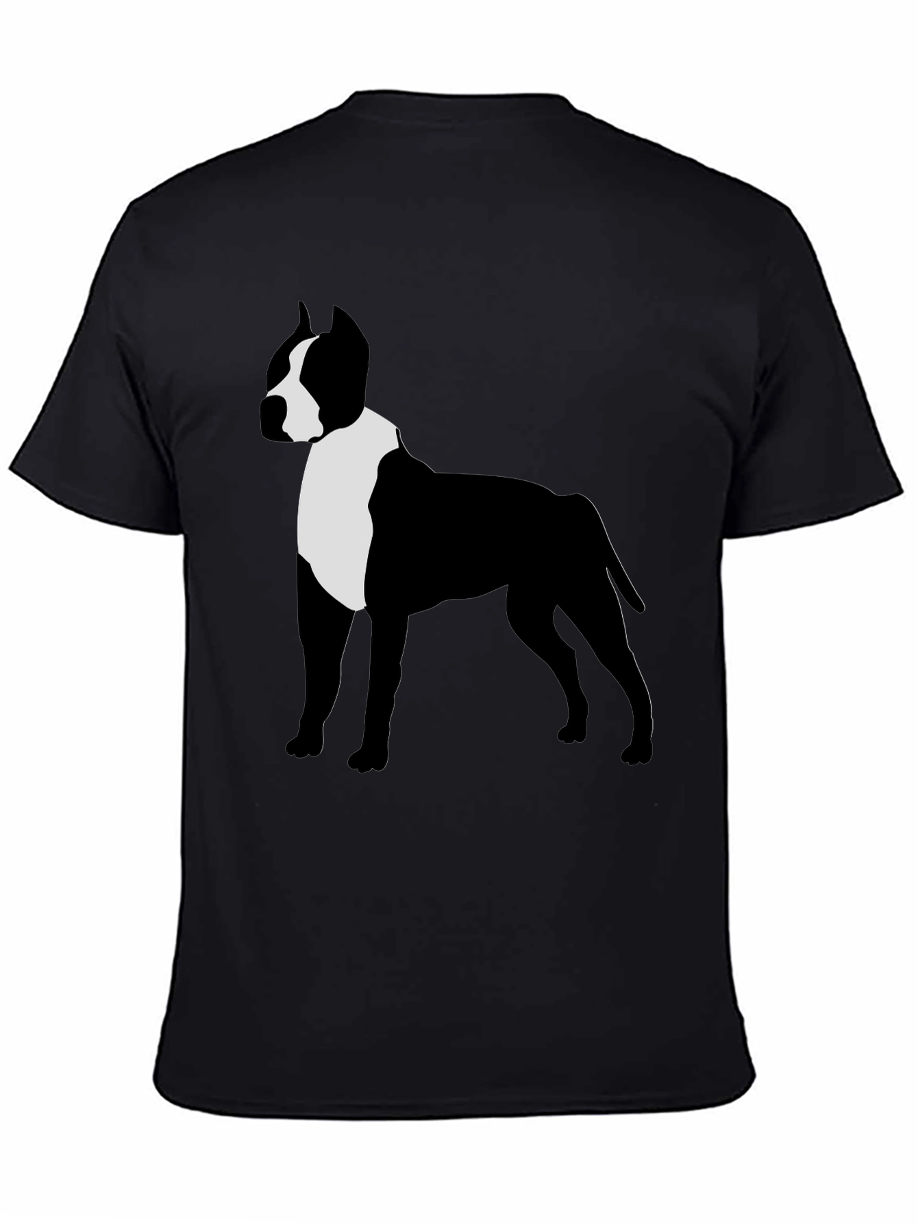 Camiseta Hombre Diseño Pitbull Contraste Negro/Blanco