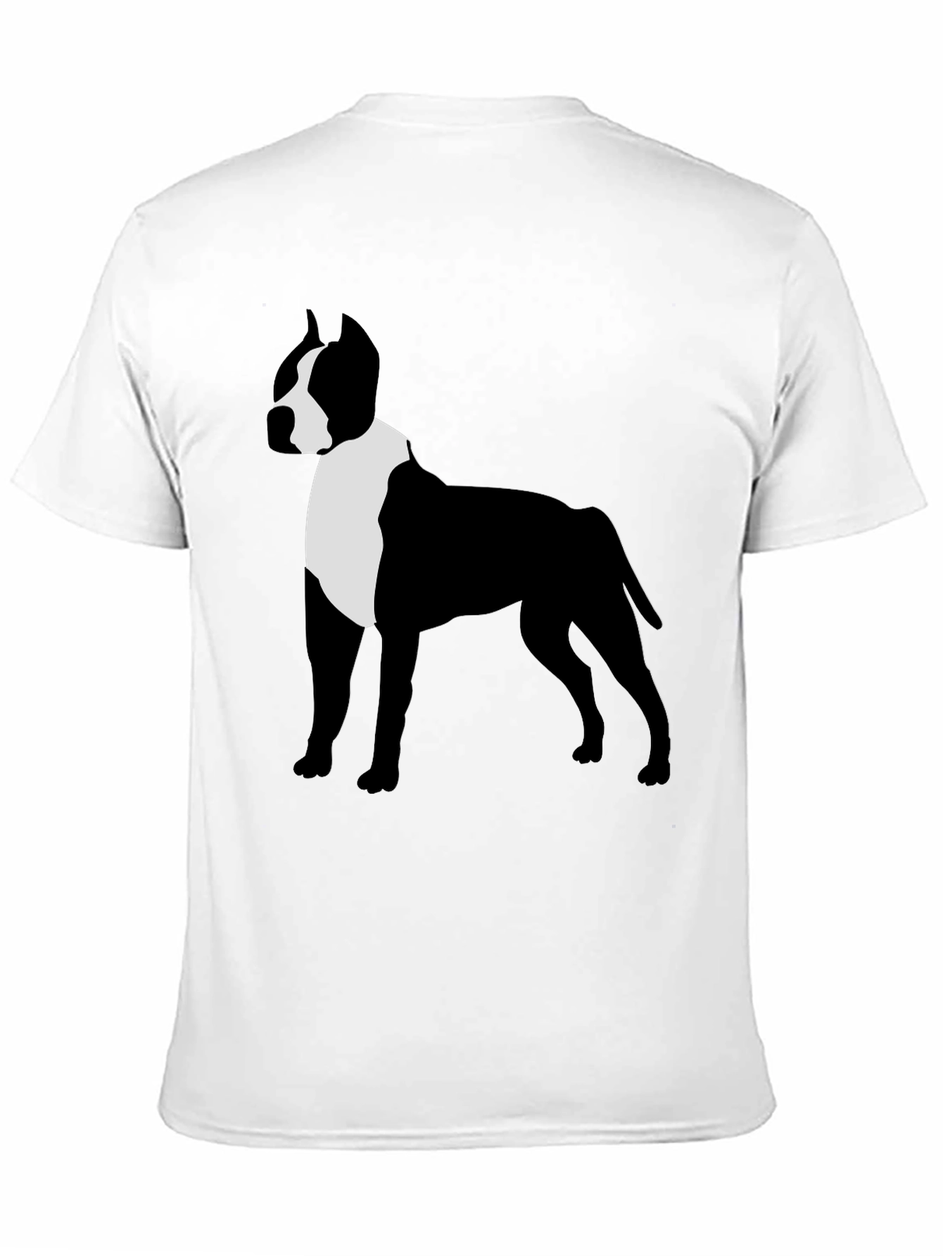 Camiseta Hombre Diseño Pitbull Contraste Negro/Blanco