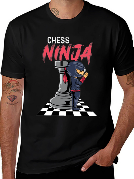 Camiseta Negra Ajedrez Ninja Hombre