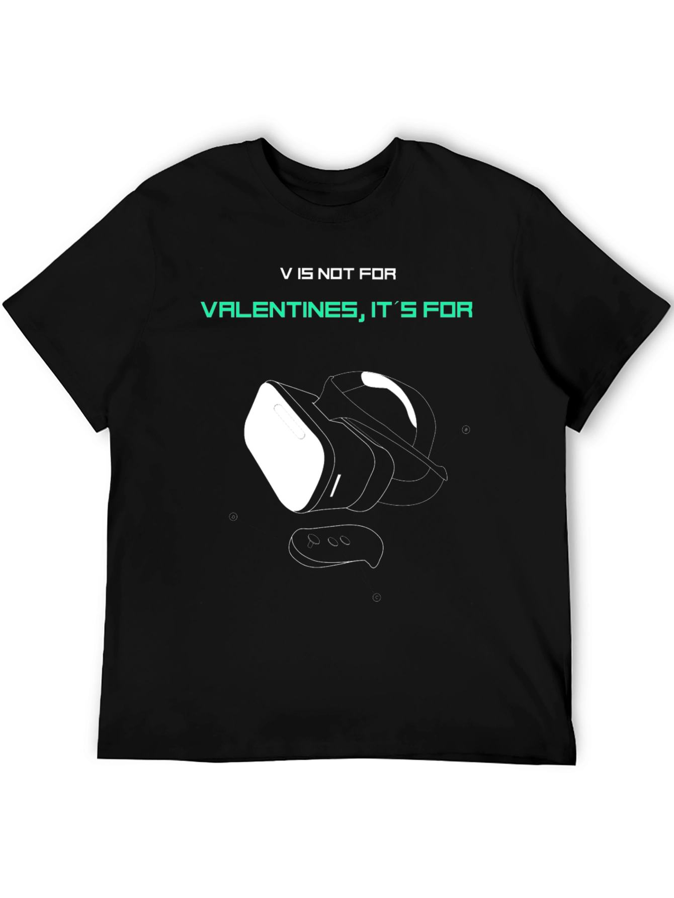 Camiseta Negra V de Virtual Reality - Regalo Gamer
