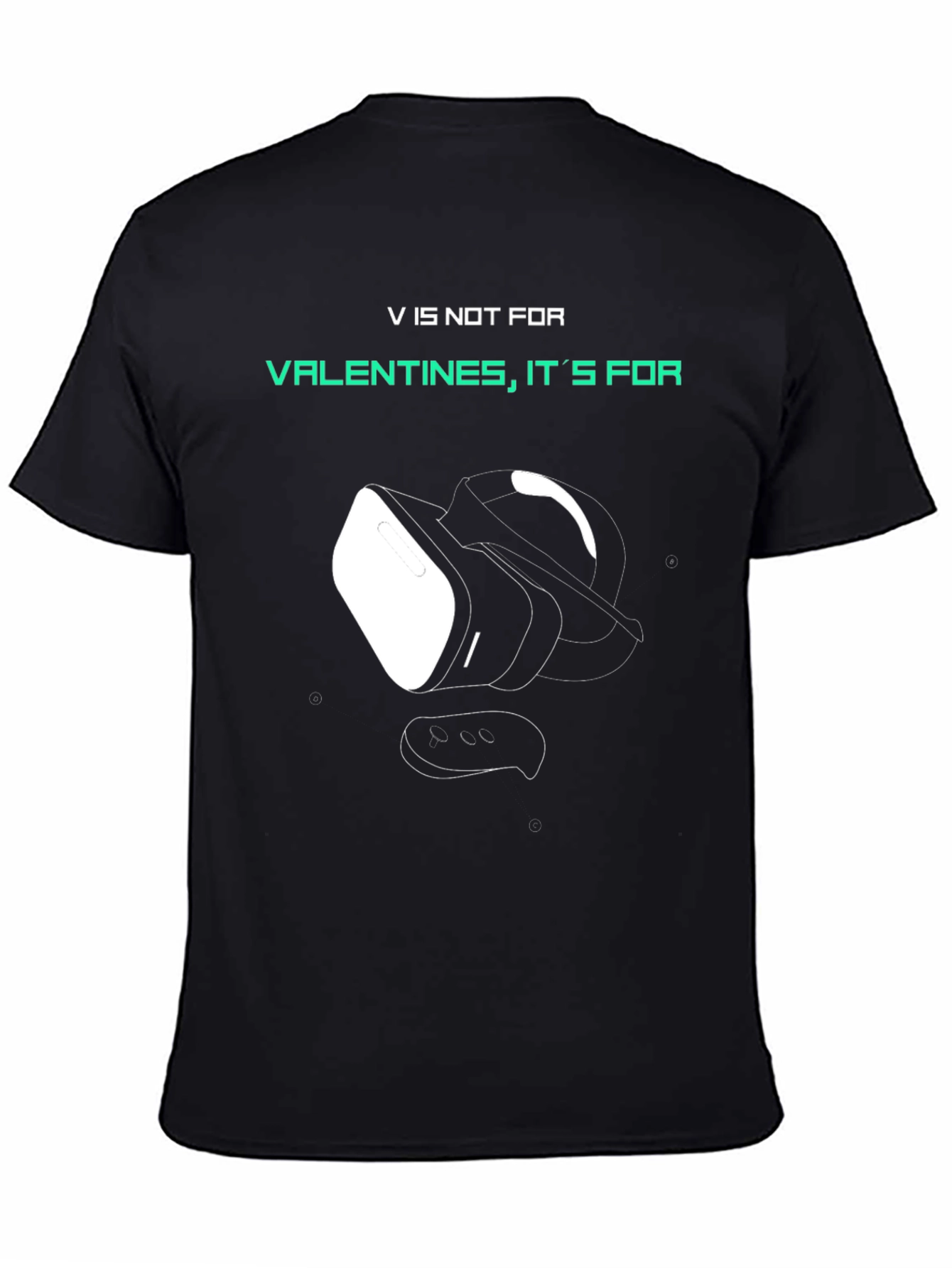 Camiseta Negra V de Virtual Reality - Regalo Gamer