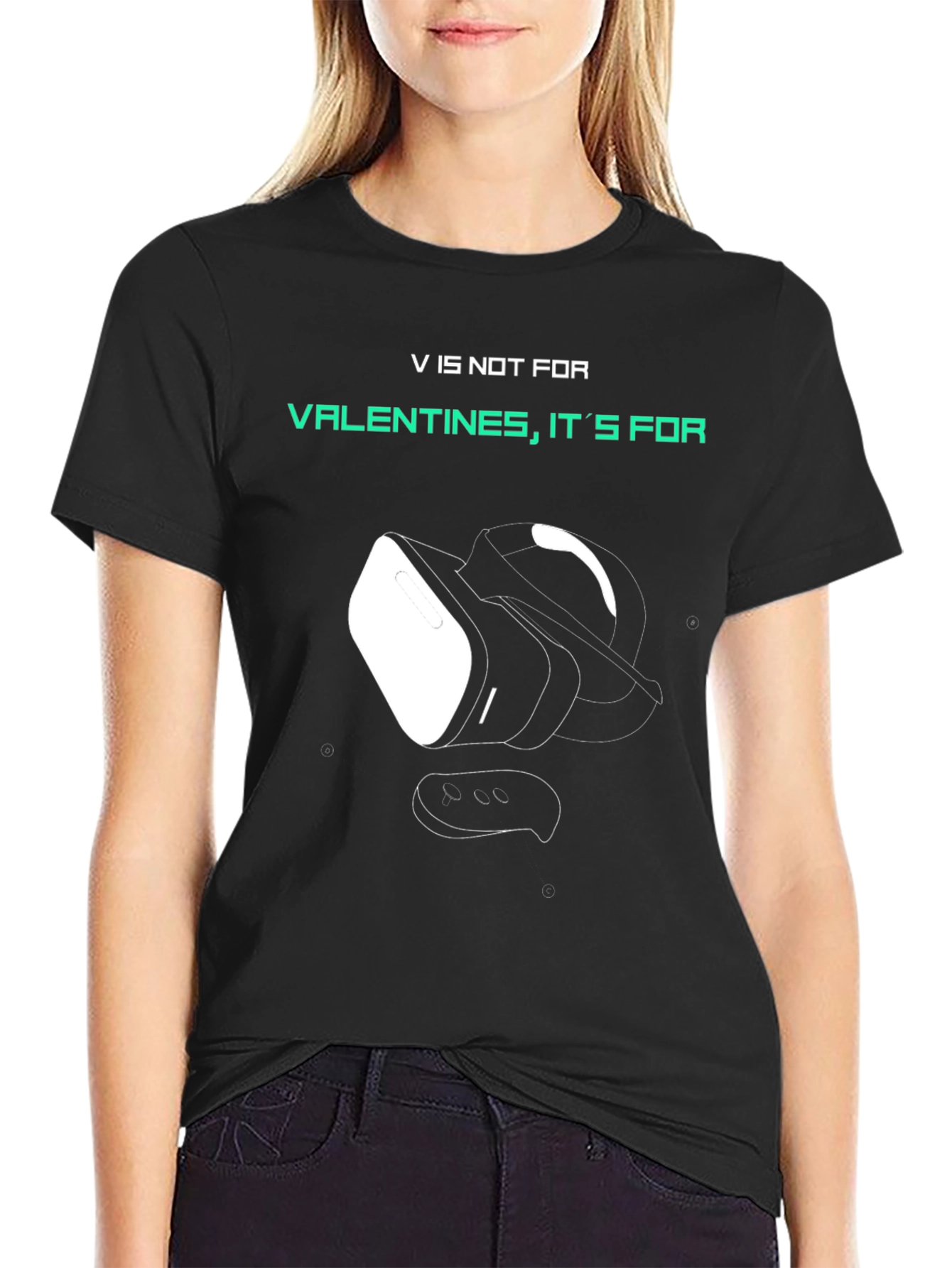Camiseta Negra V de Virtual Reality - Regalo Gamer