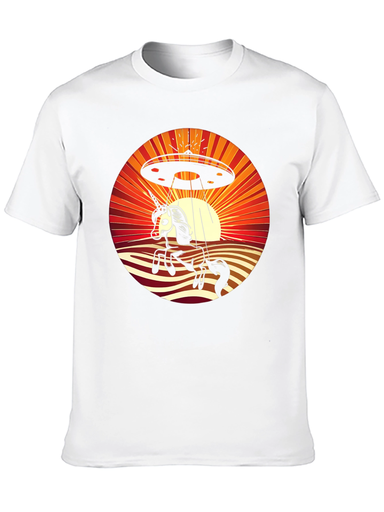 Camiseta Hombre Unicornio OVNI Retro