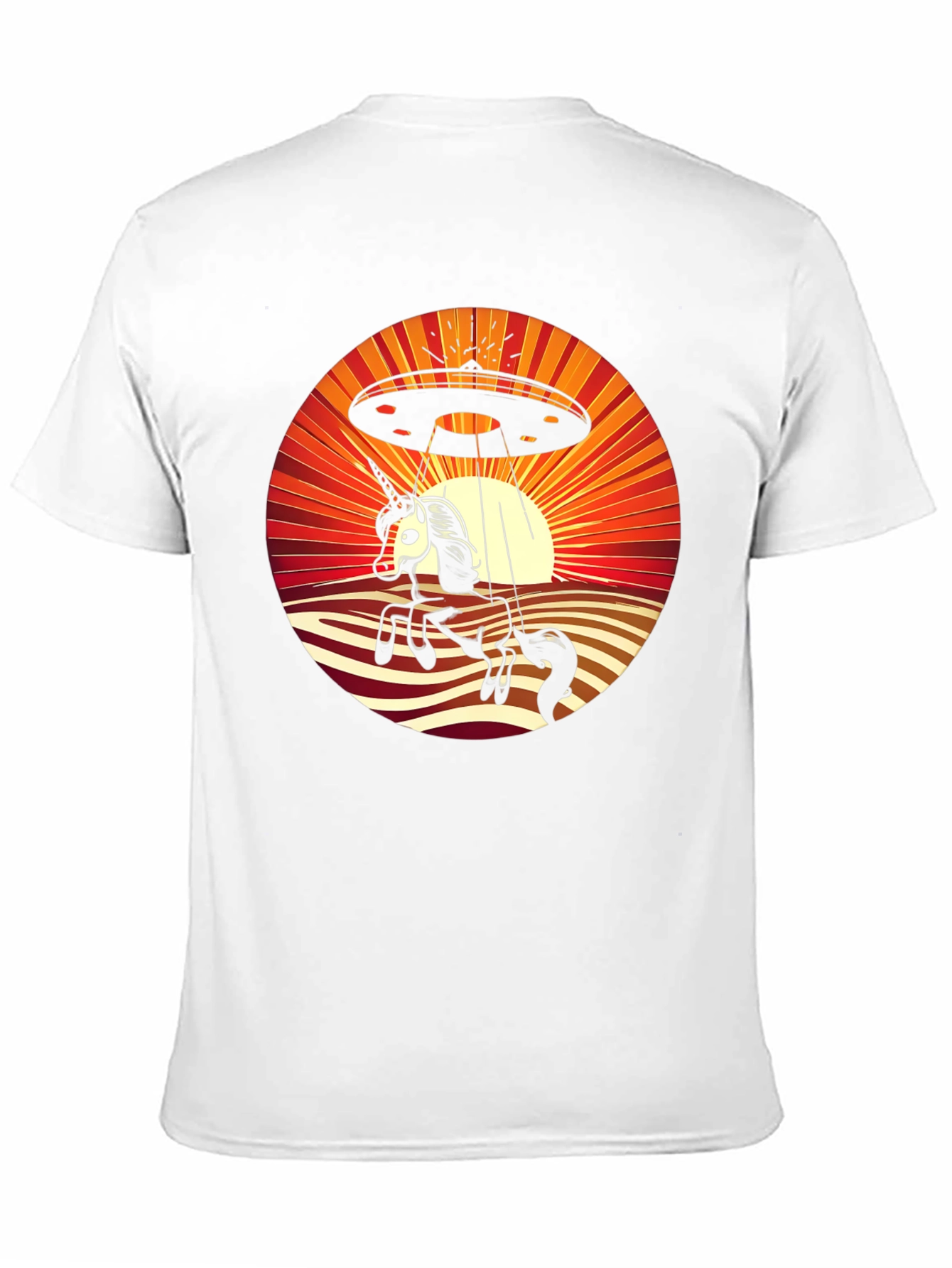 Camiseta Hombre Unicornio OVNI Retro