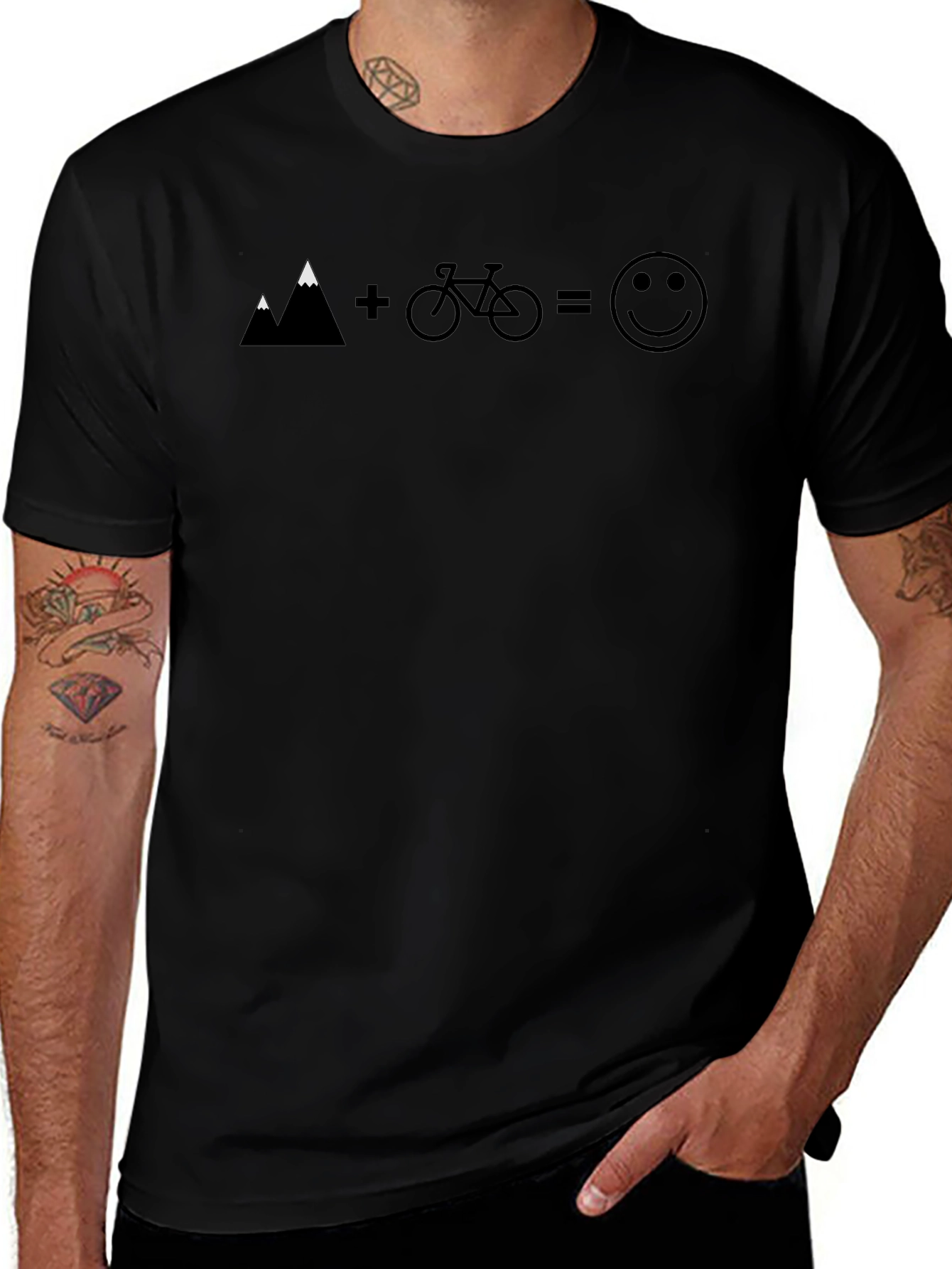 Camiseta Hombre Montaña Bici Felicidad Casual