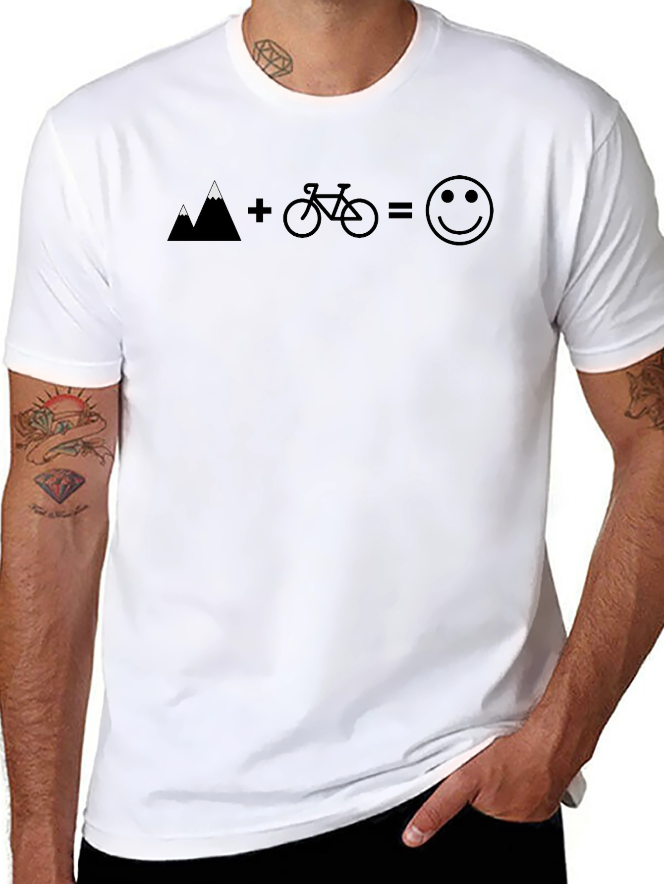 Camiseta Hombre Montaña Bici Felicidad Casual