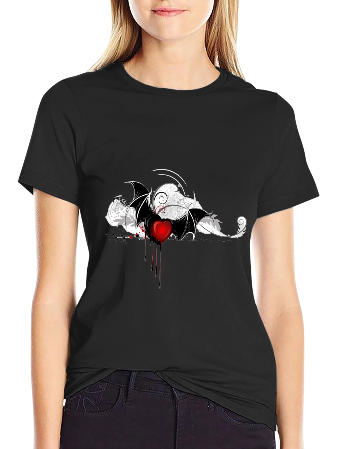 Bleeding Heart Bat Wing Graphic Tee