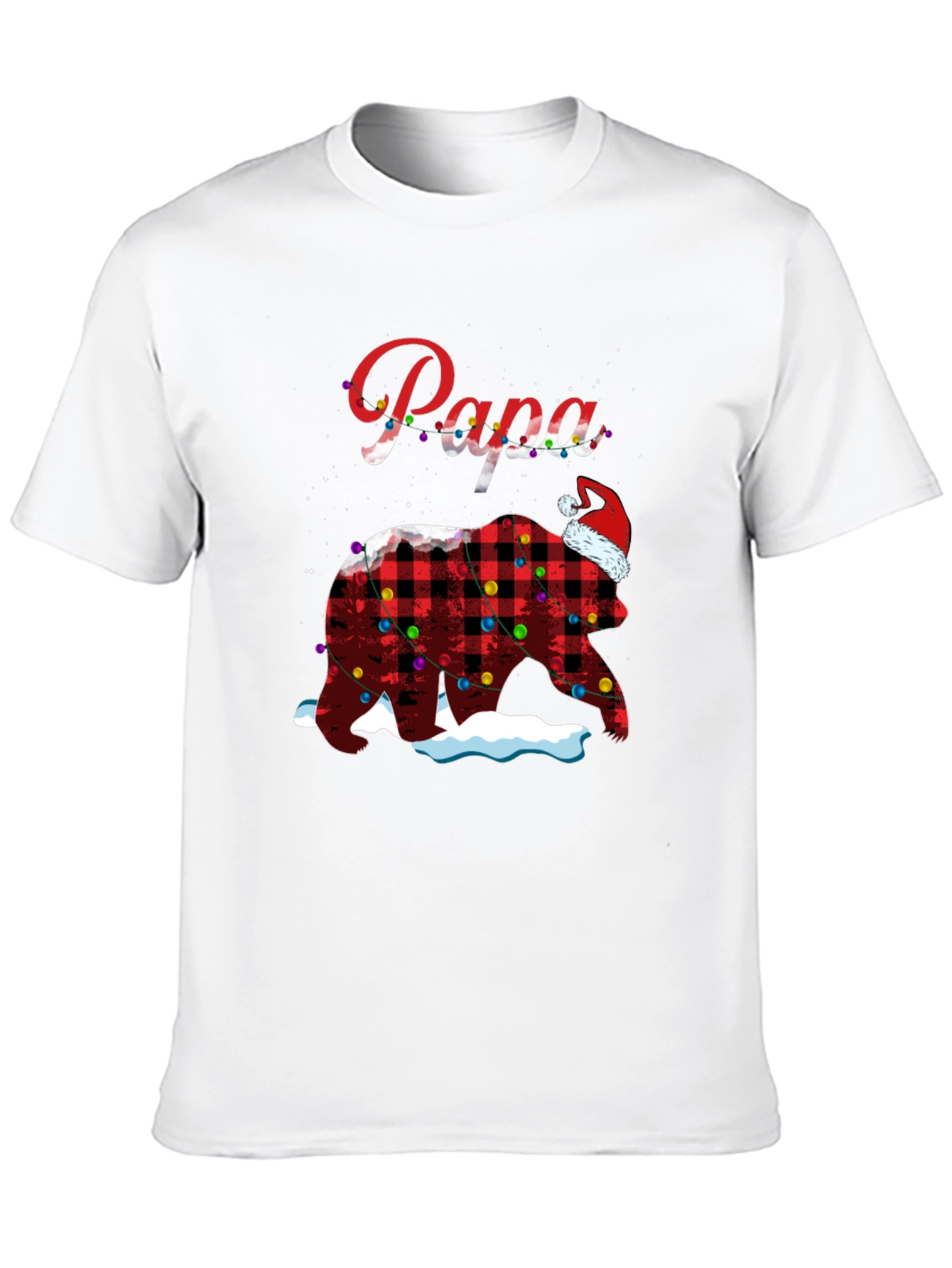 Camiseta Papa Oso Navideño a Cuadros con Luces