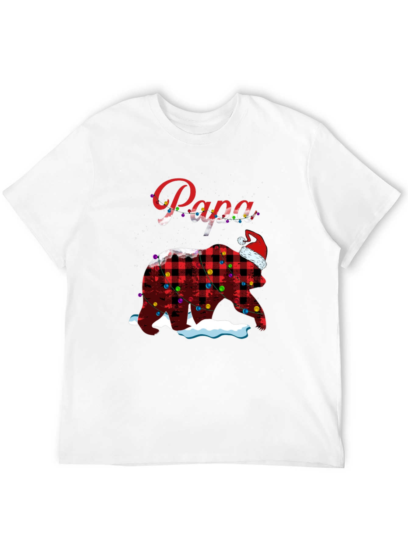 Camiseta Papa Oso Navideño a Cuadros con Luces