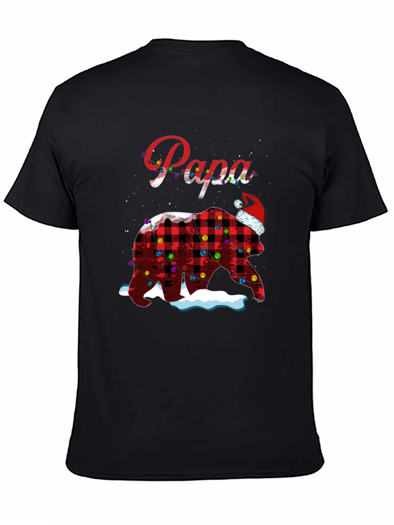 Camiseta Papa Oso Navideño a Cuadros con Luces