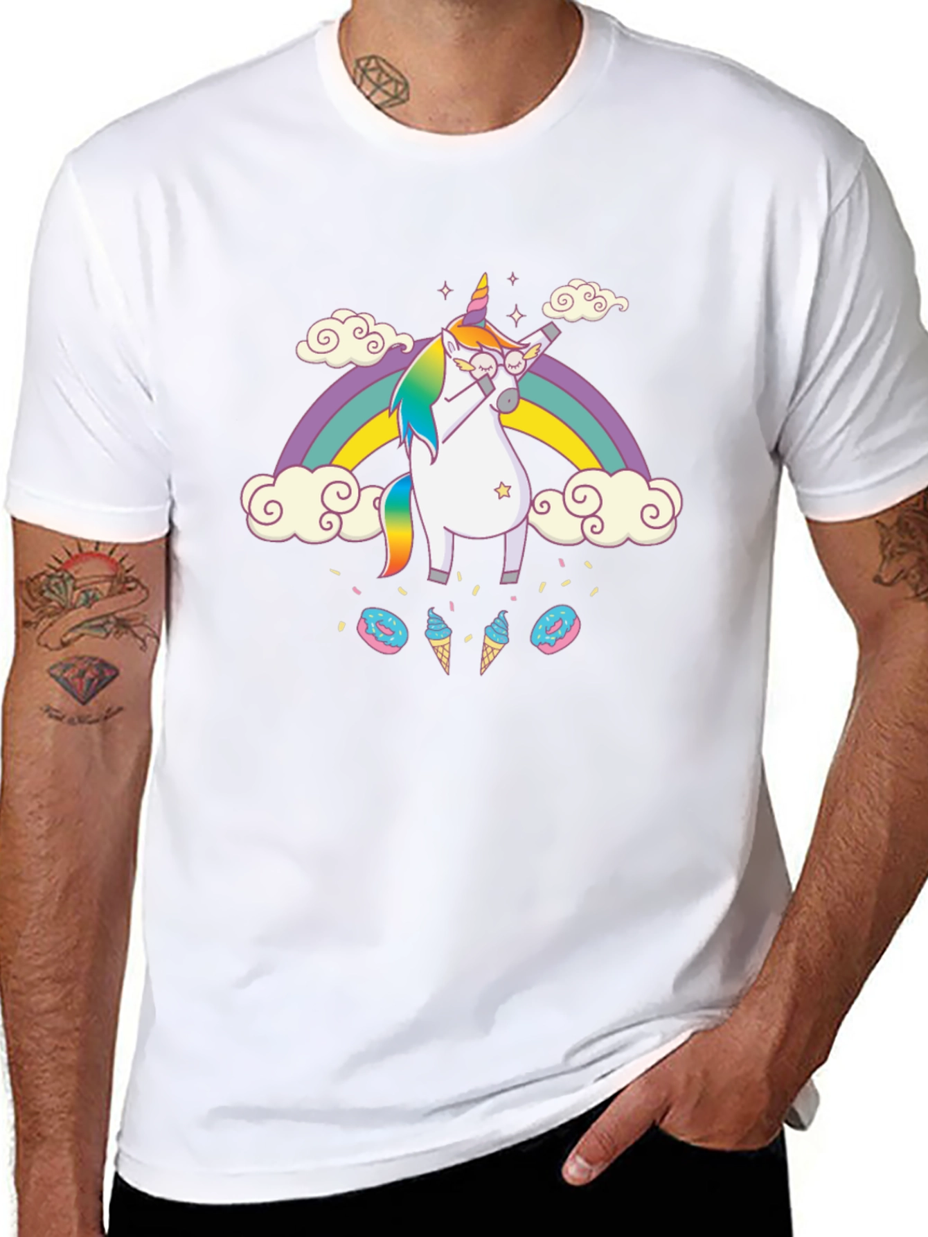 Camiseta Negra Unicornio Dabbing Arcoíris