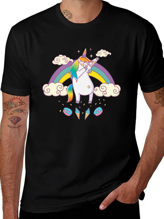 Camiseta Negra Unicornio Dabbing Arcoíris