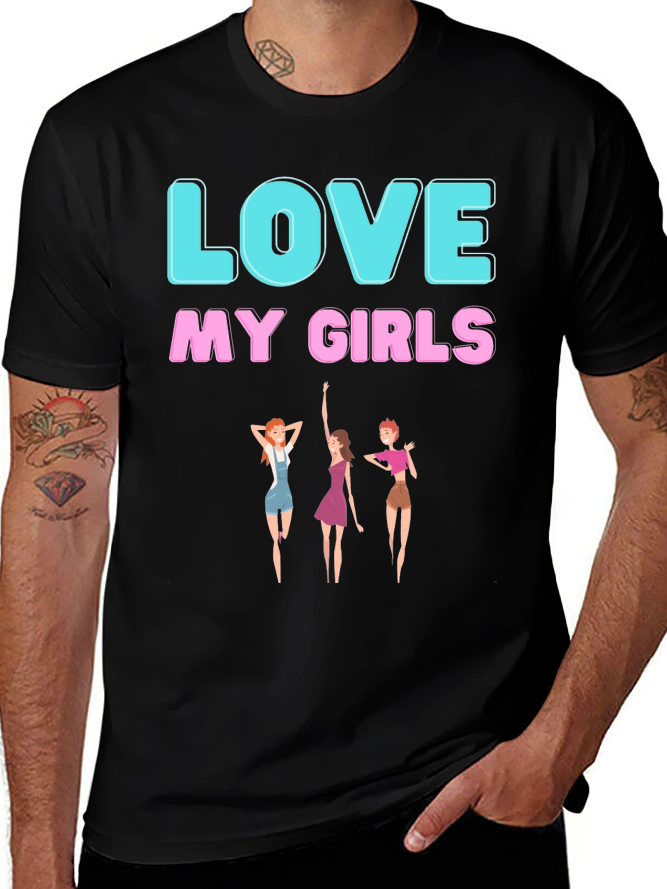 Camiseta Negra: Amo a mis chicas