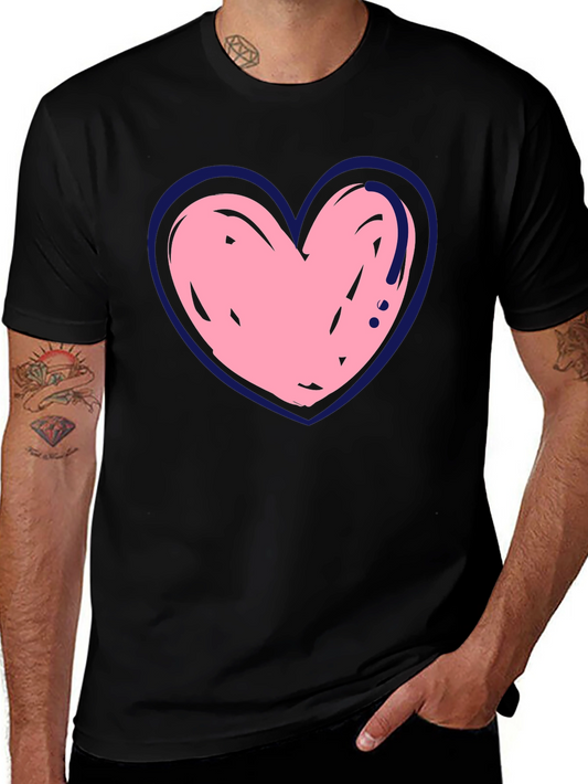 Camiseta Negra con Corazón Rosa y Azul