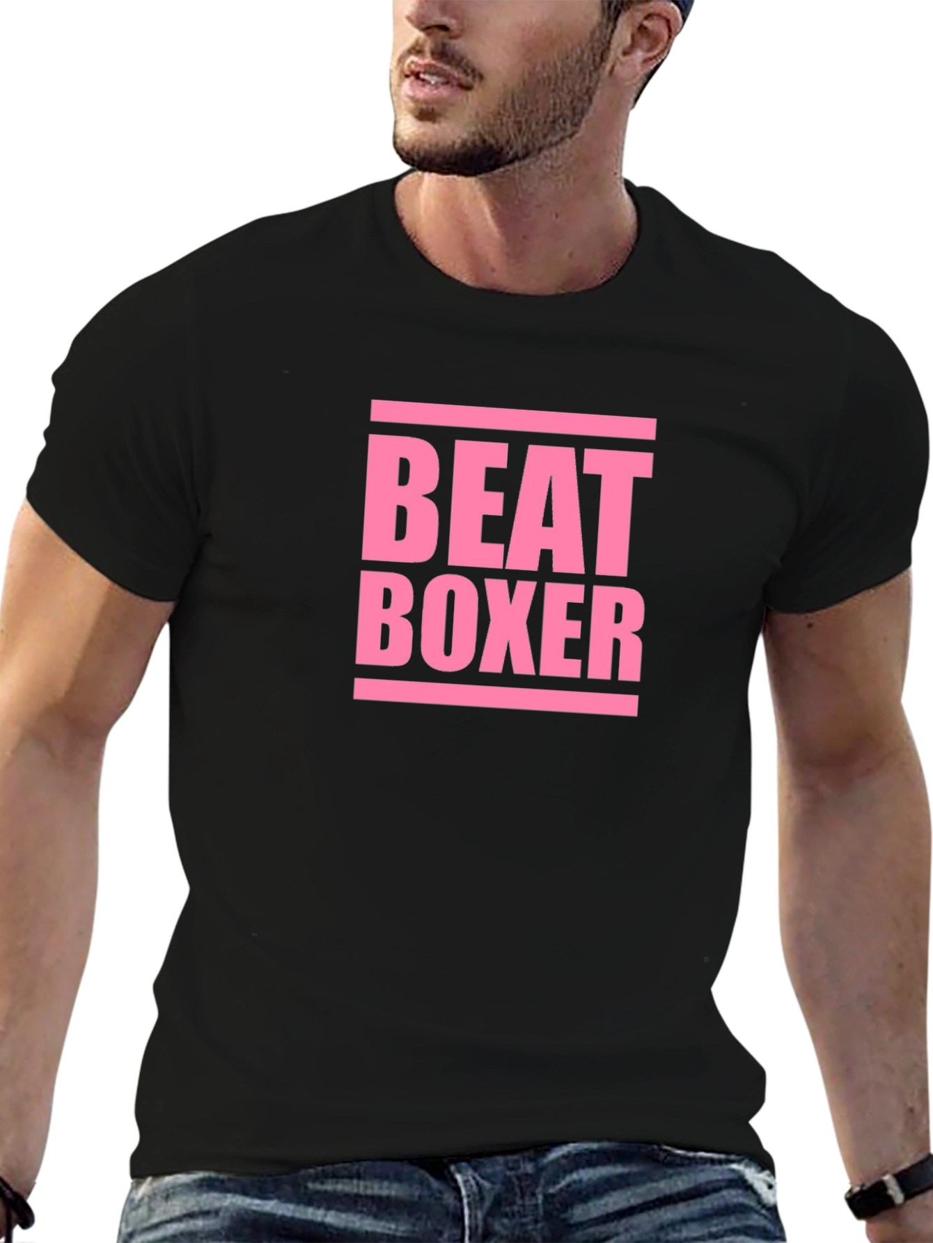 Camiseta Negra Beat Boxer para Hombre