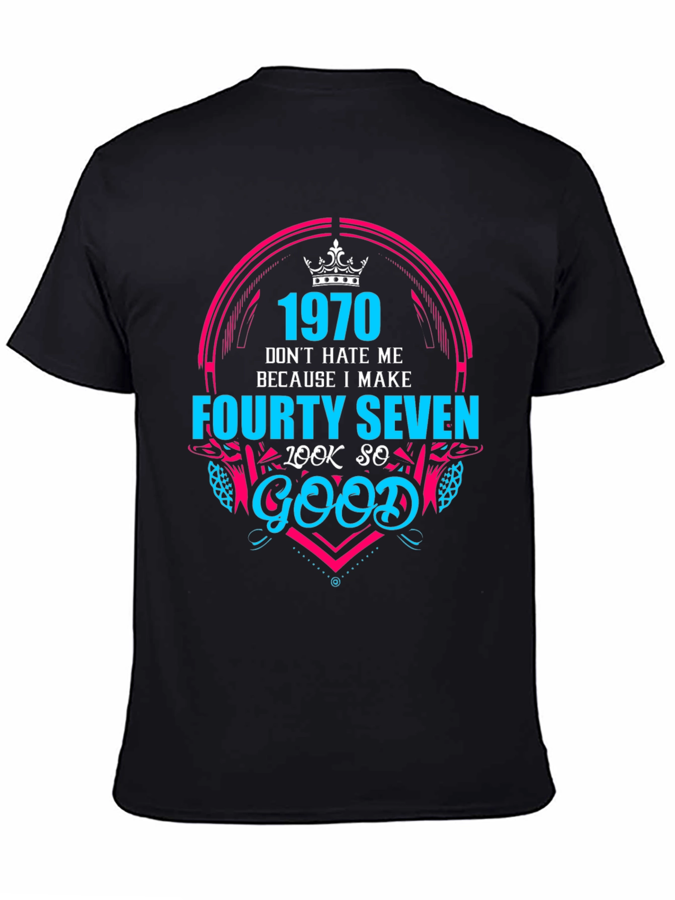 Camiseta Negra 1970 Forty Seven Look So Good
