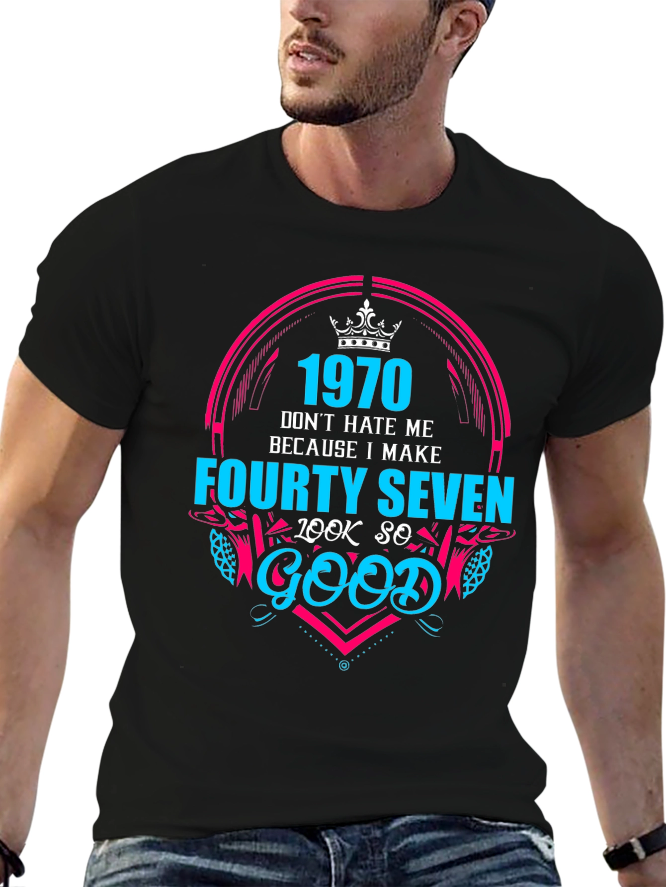 Camiseta Negra 1970 Forty Seven Look So Good