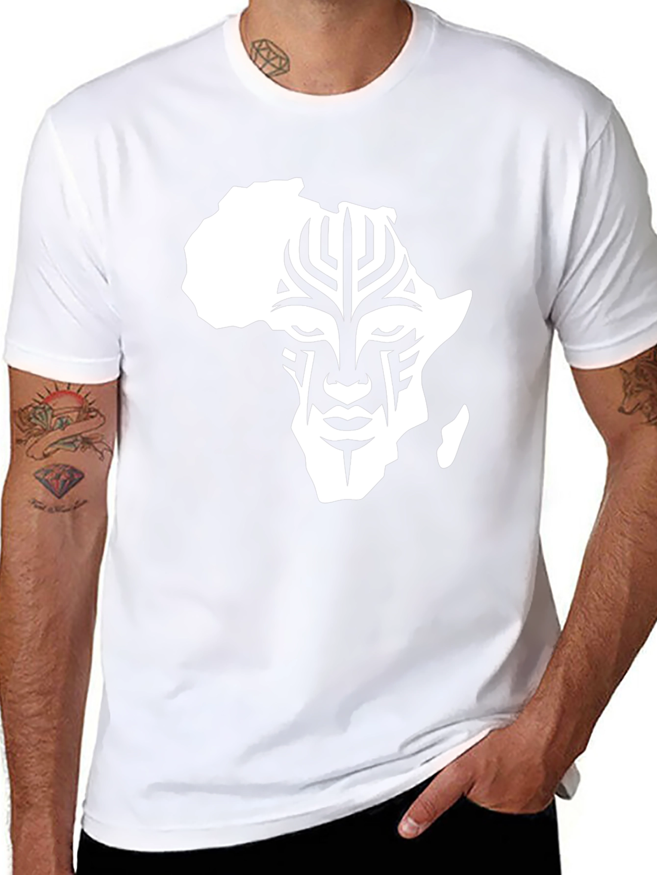 Camiseta Hombre Negra con Diseño África Tribal