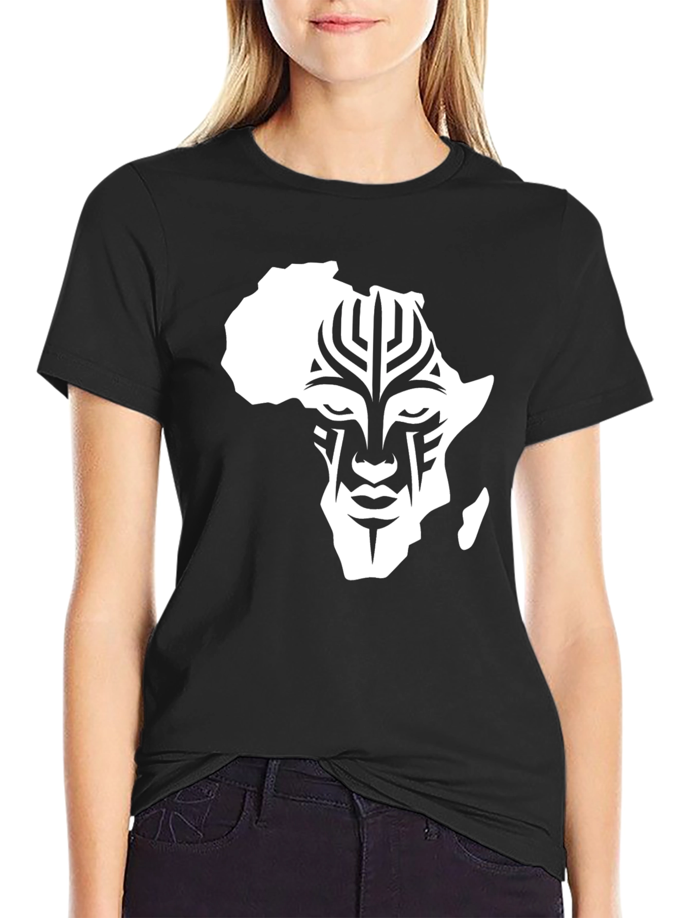 Camiseta Hombre Negra con Diseño África Tribal