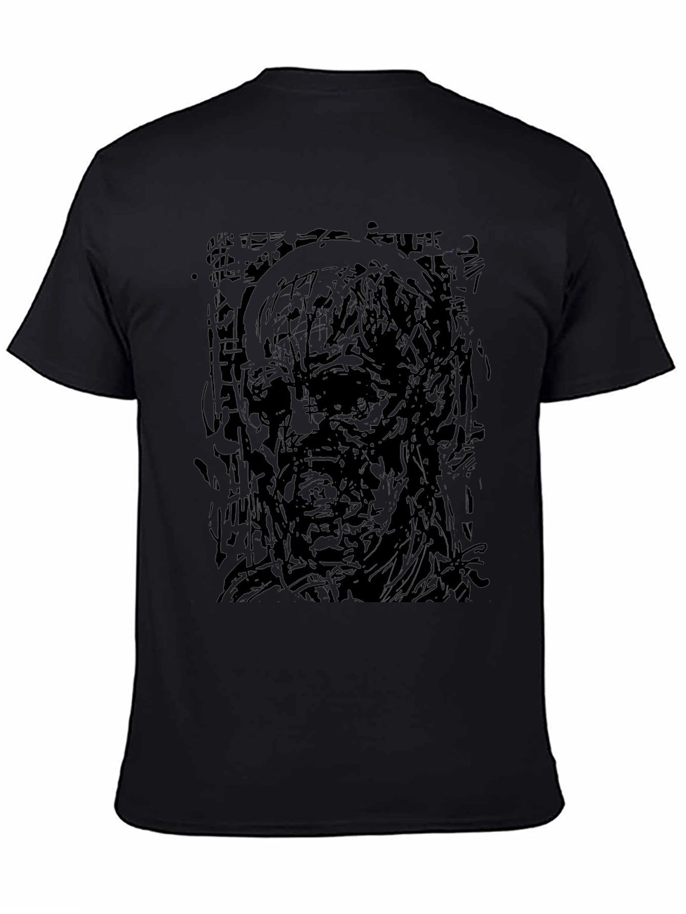 Camiseta Negra Estampada Abstracta Hombre