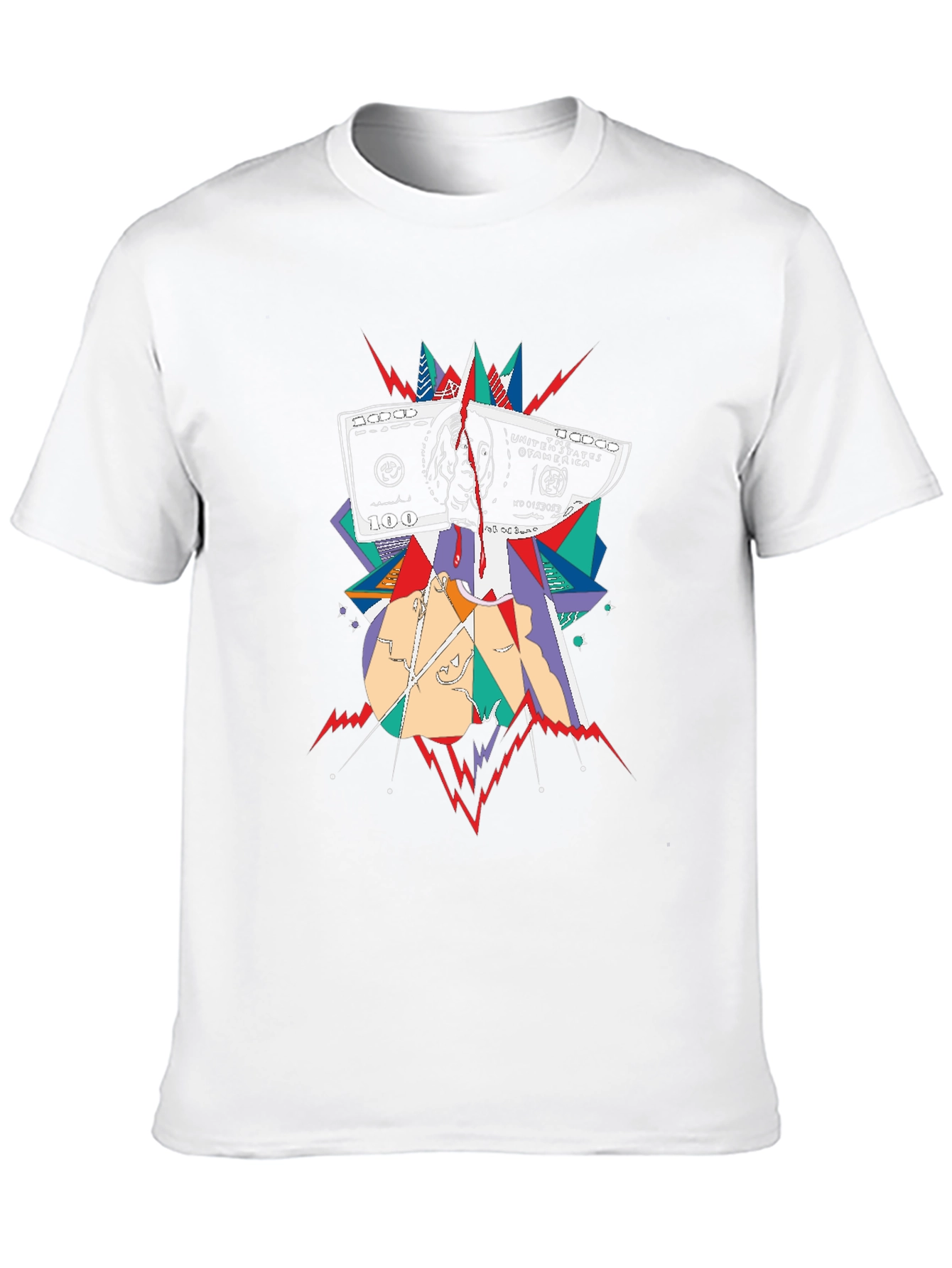 Camiseta Negra con Diseño Abstracto de Billete de $100