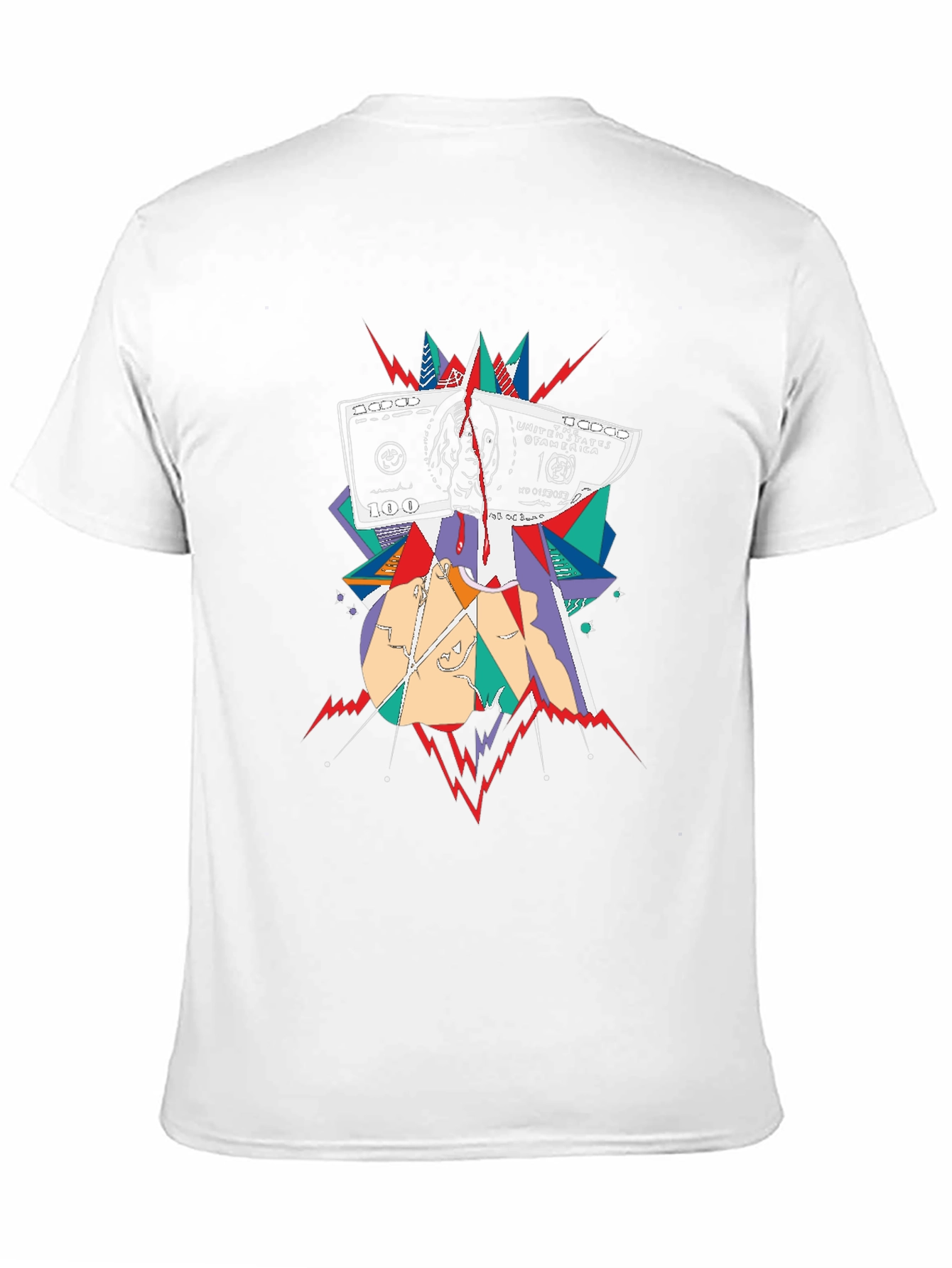 Camiseta Negra con Diseño Abstracto de Billete de $100