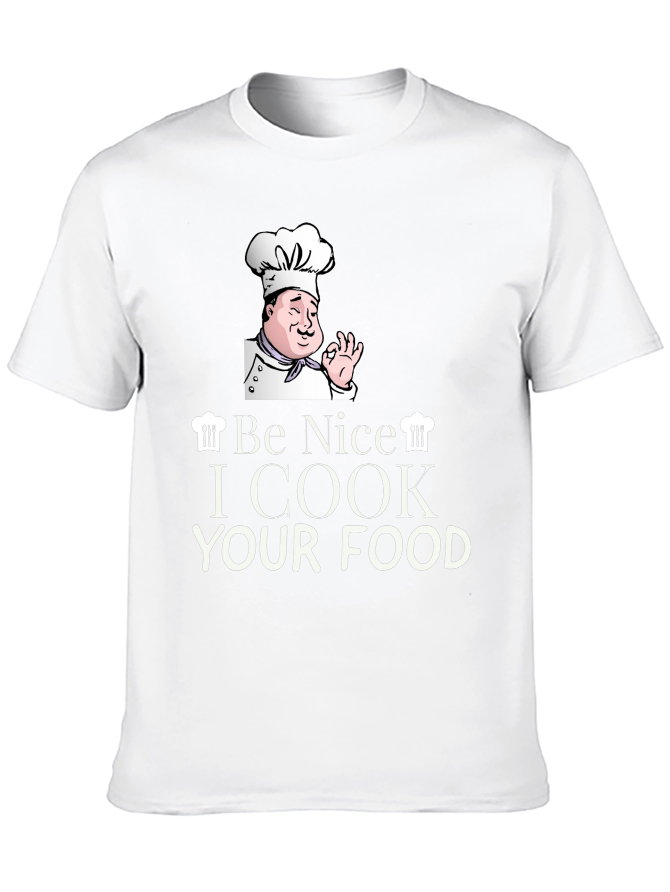 Camiseta Negra Be Nice I Cook Your Food
