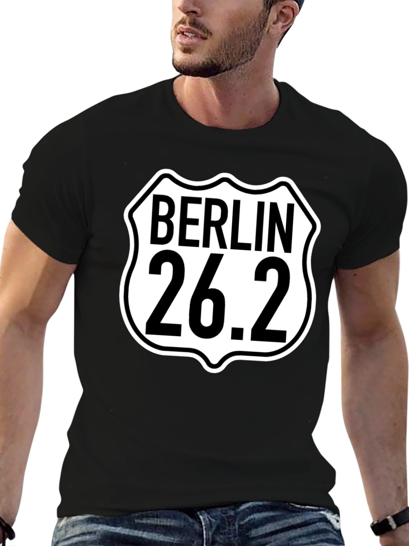 Camiseta Negra Berlín 26.2 Maratón para Hombre