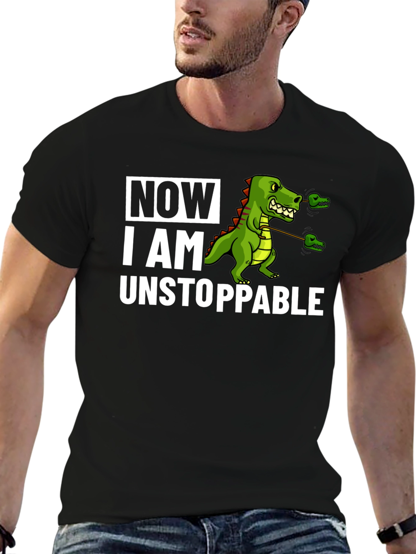 Camiseta Negra con Dinosaurio Imparable