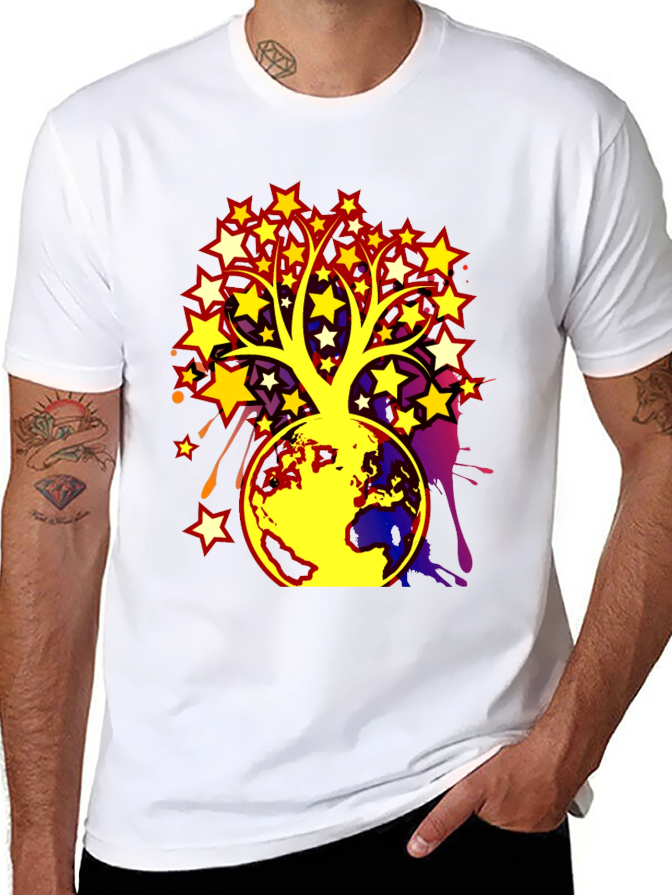 Camiseta Hombre Árbol de Estrellas y Tierra