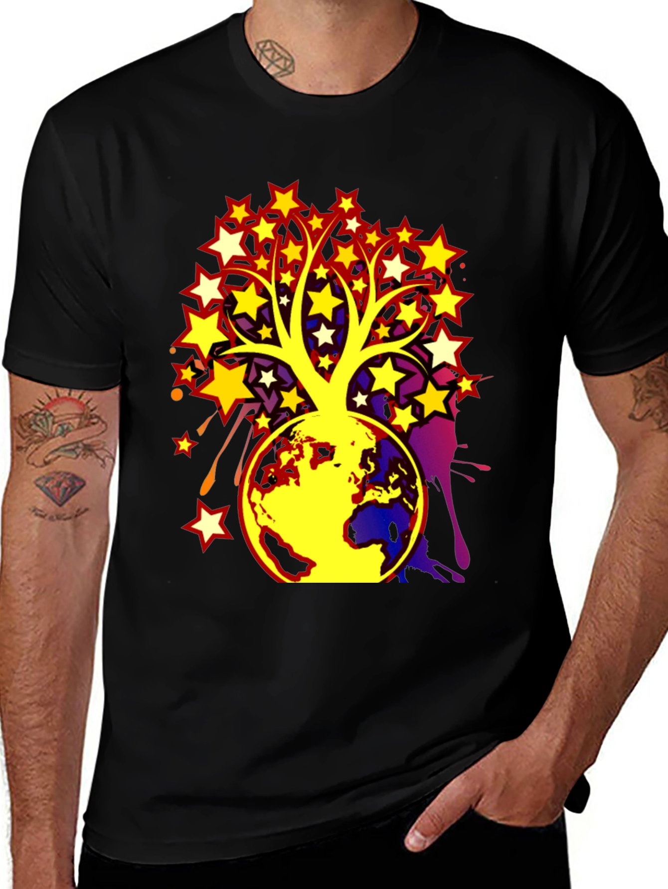 Camiseta Hombre Árbol de Estrellas y Tierra