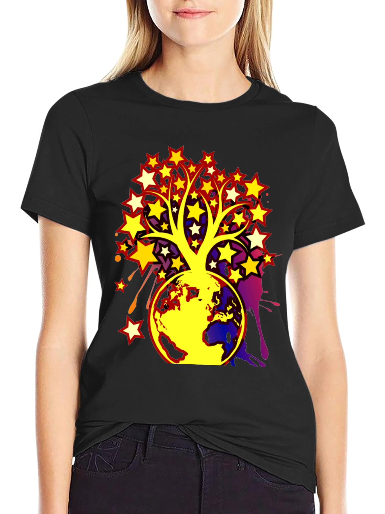 Camiseta Hombre Árbol de Estrellas y Tierra
