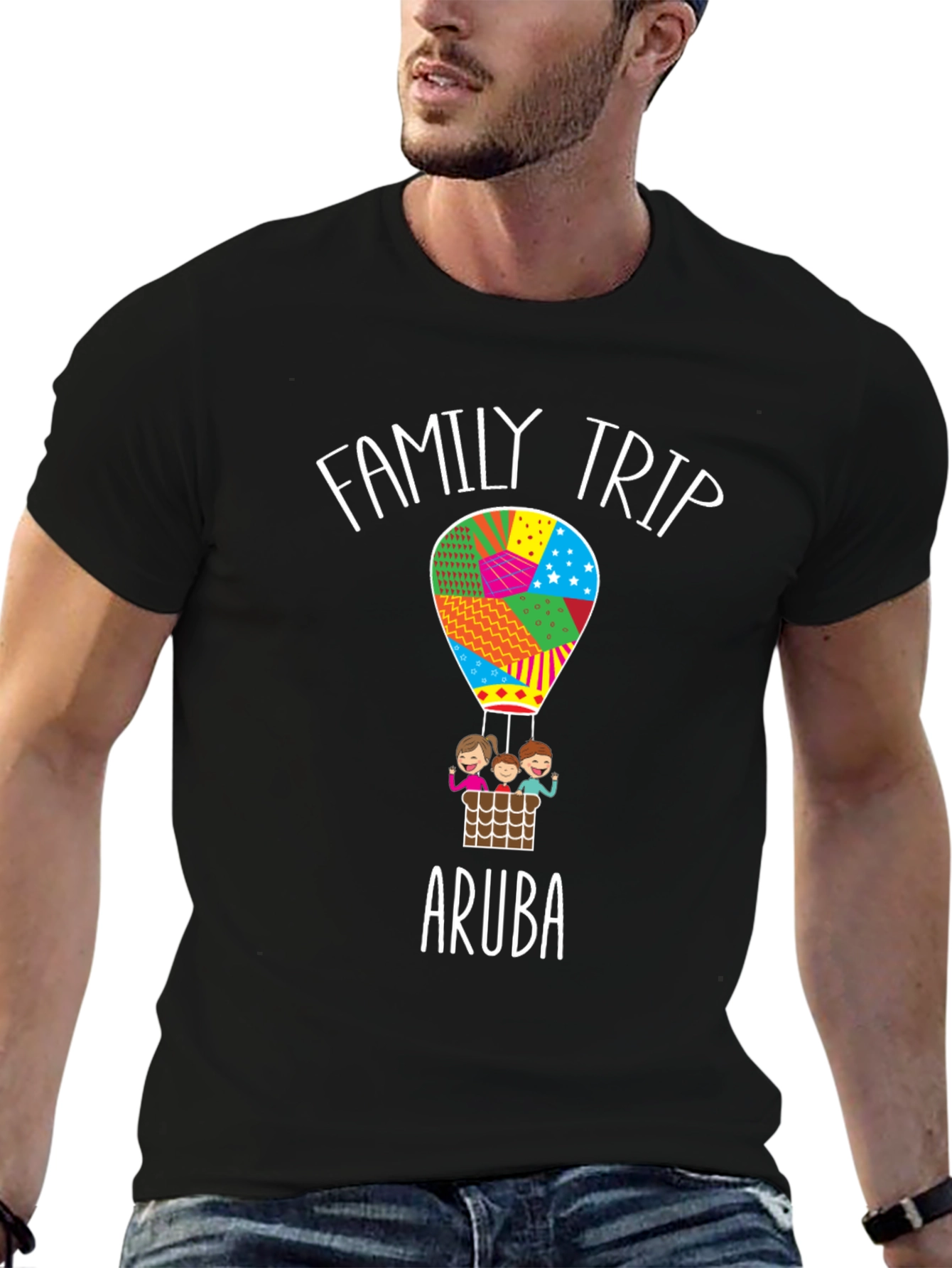 Camiseta Negra Viaje Familiar a Aruba