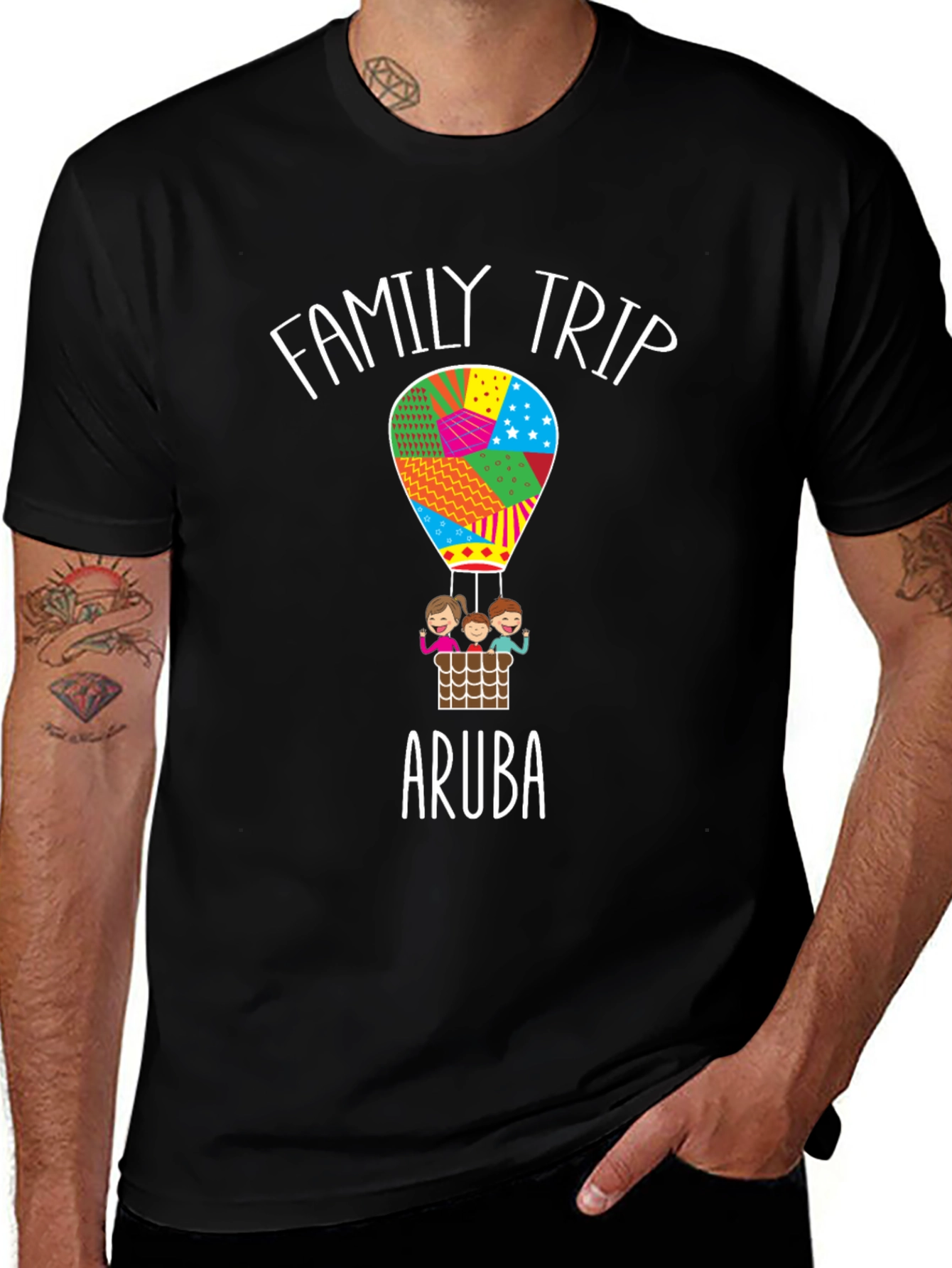 Camiseta Negra Viaje Familiar a Aruba