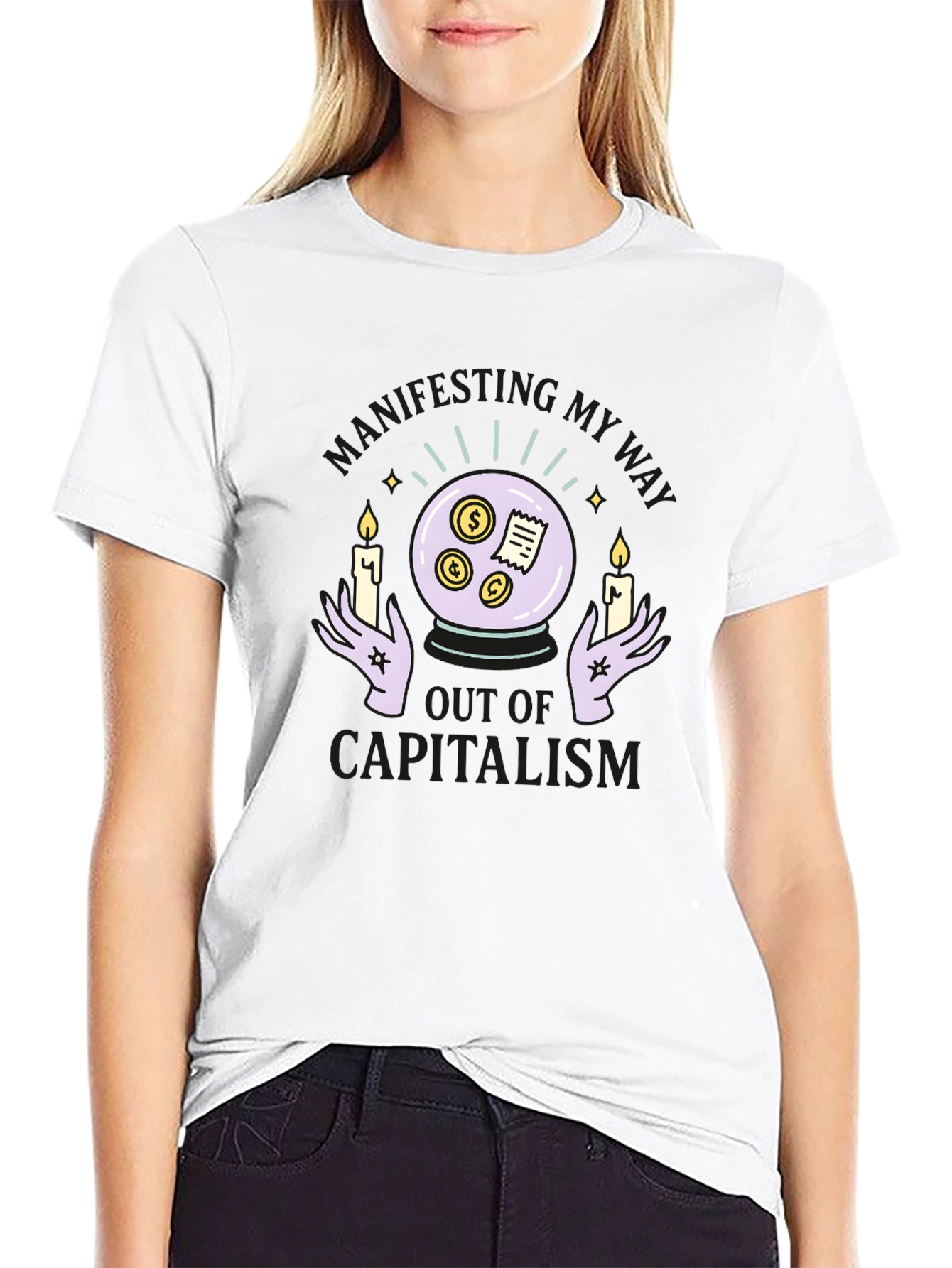 Camiseta Negra Manifesting Out of Capitalism