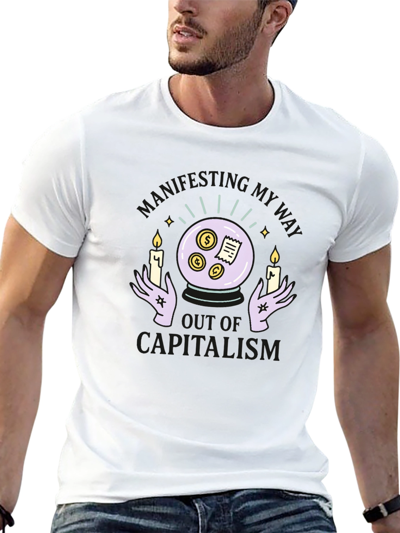 Camiseta Negra Manifesting Out of Capitalism