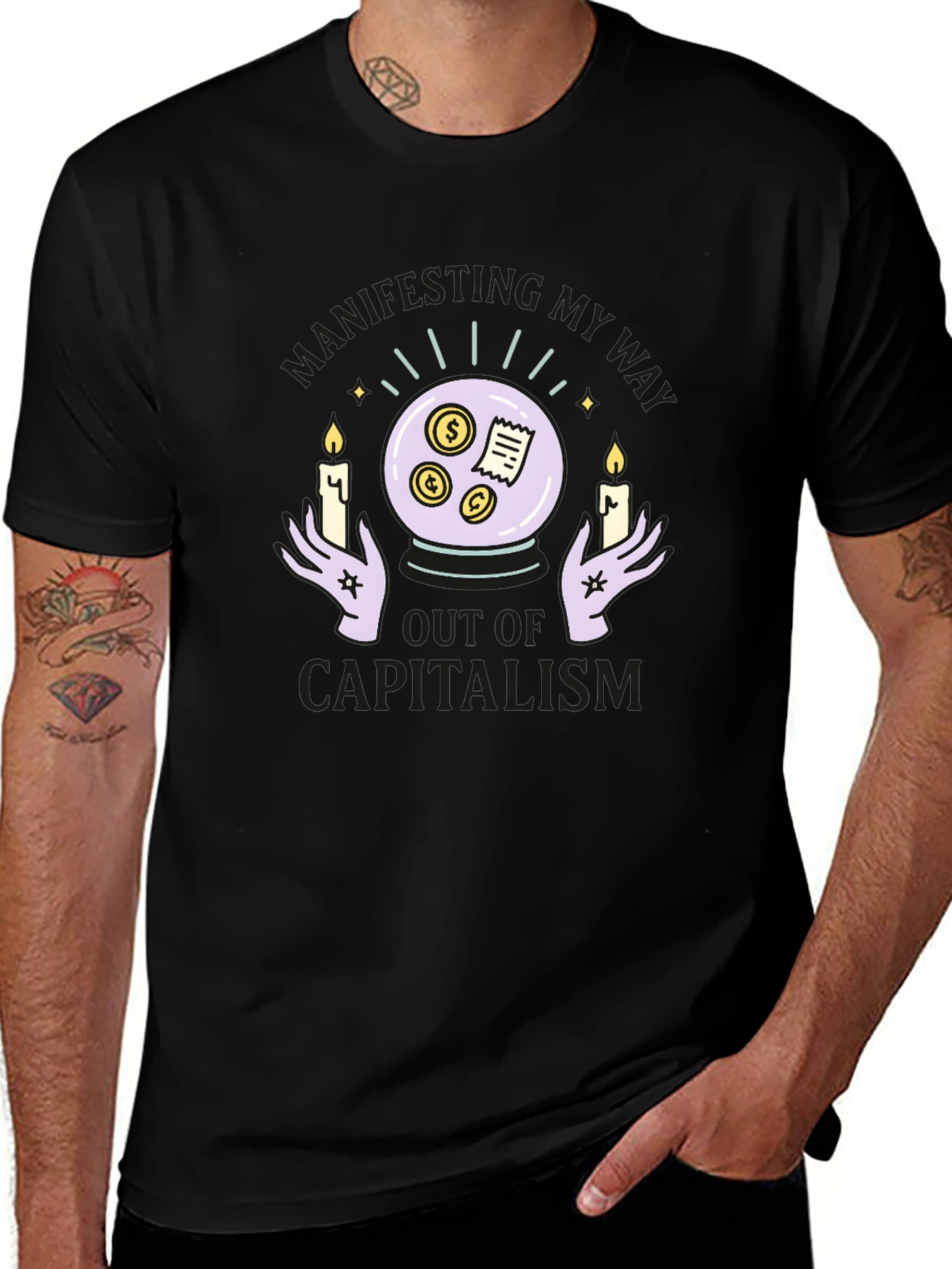 Camiseta Negra Manifesting Out of Capitalism