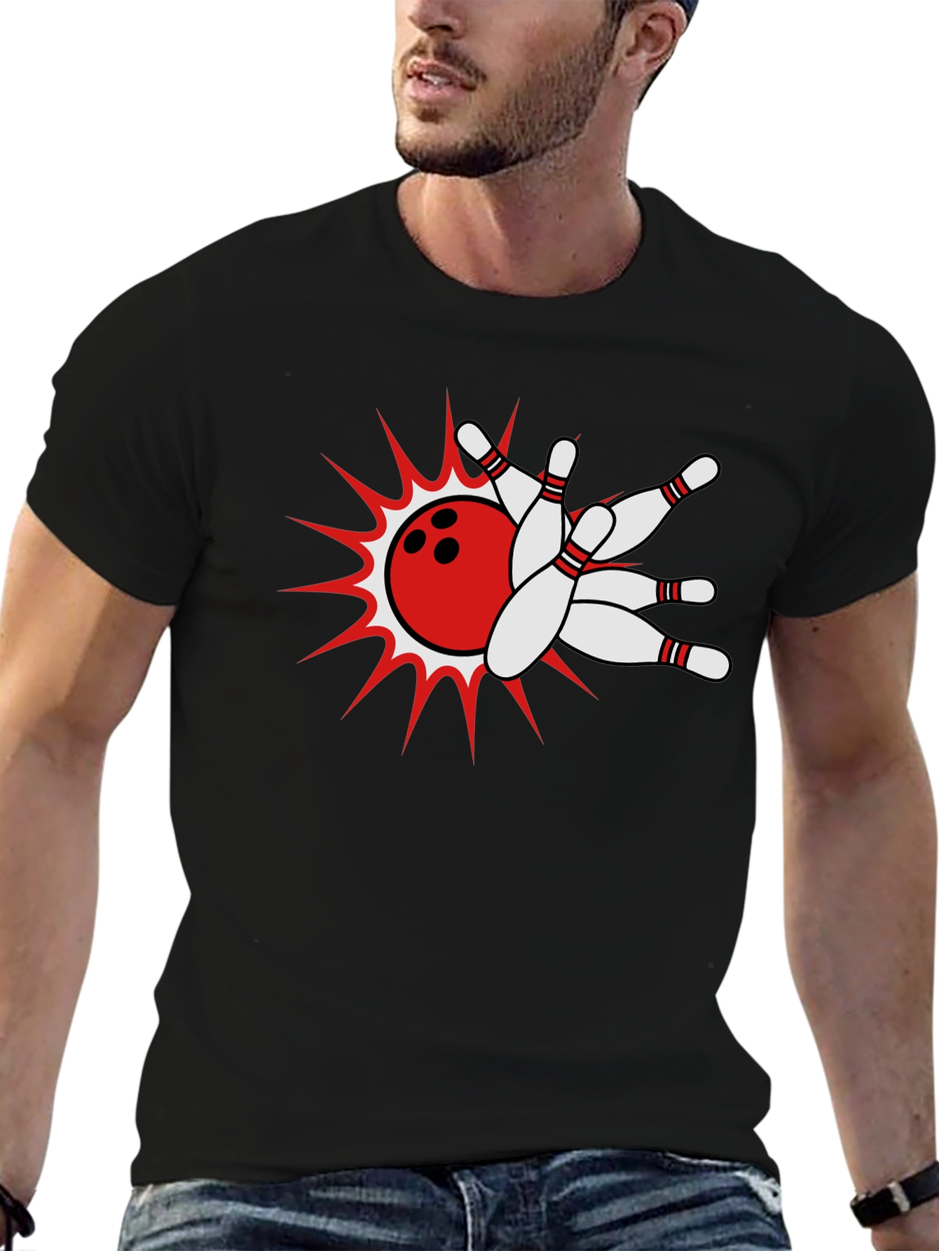 Camiseta Negra Bolos Strike Explosivo
