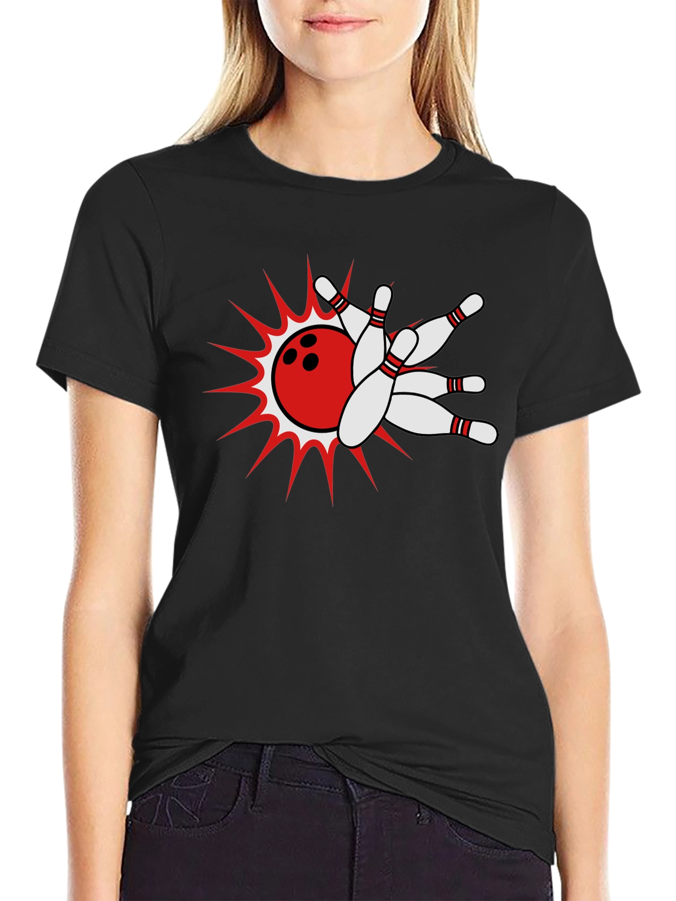 Camiseta Negra Bolos Strike Explosivo